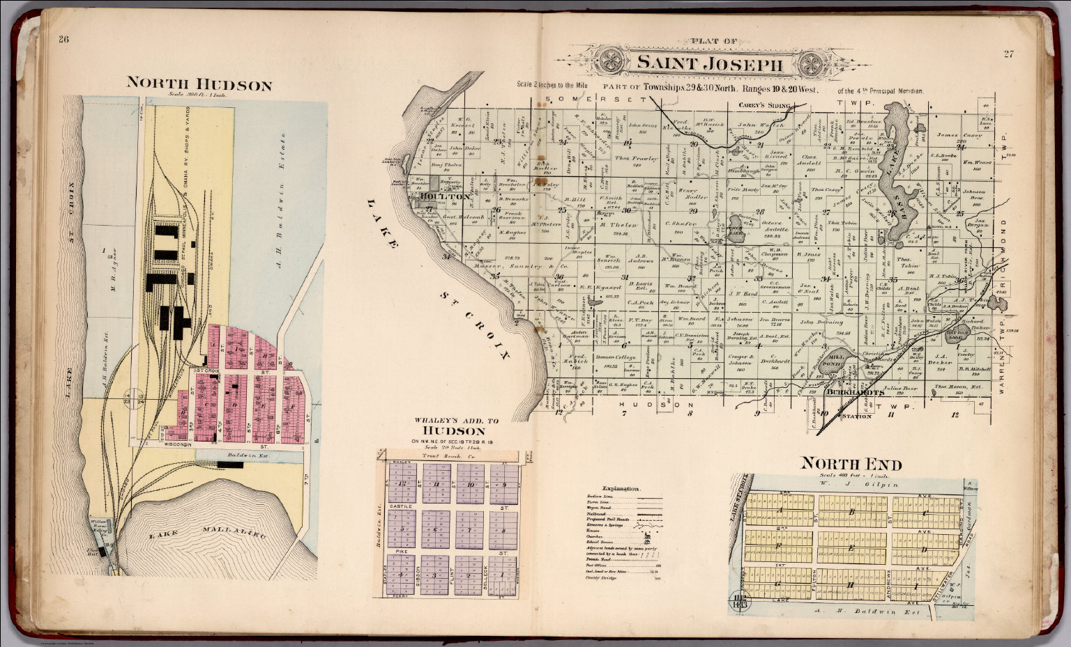 Saint Joseph, Saint Croix County, Wisconsin. North Hudson. Whaley's