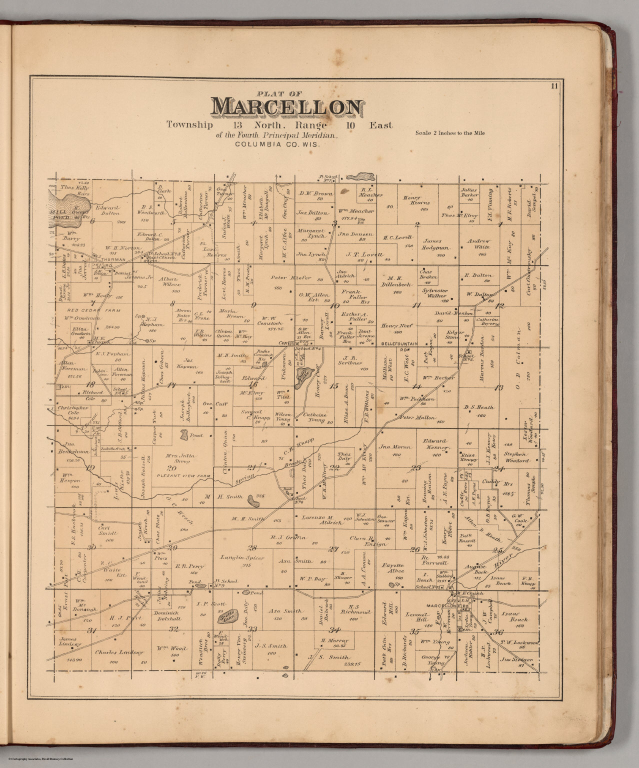 Columbia County Wi Township Map Marcellon Township, Colubia County, Wisconsin. - David Rumsey Historical Map  Collection