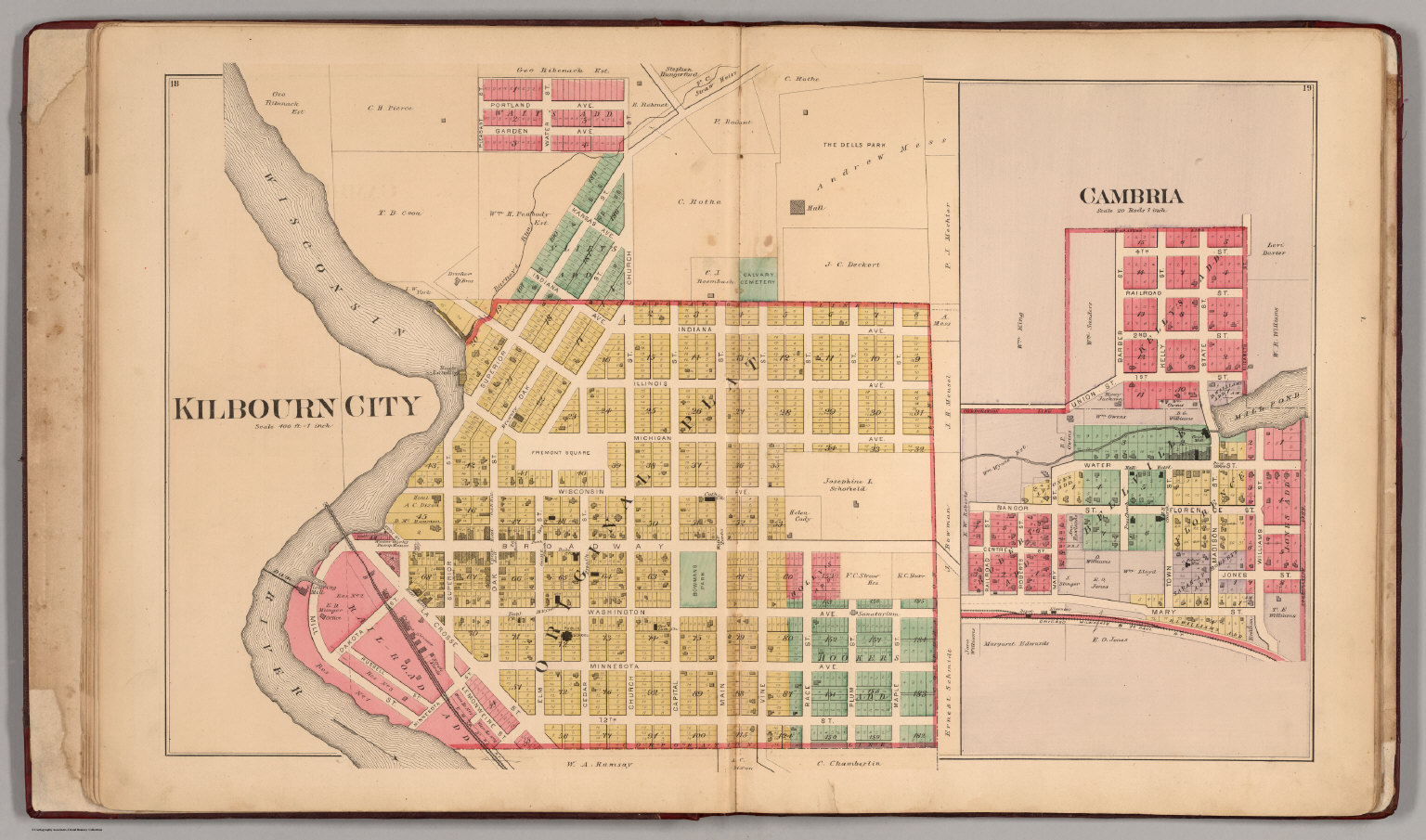 Kilbourn City and Cambria, Columbia County, Wisconsin. David Rumsey
