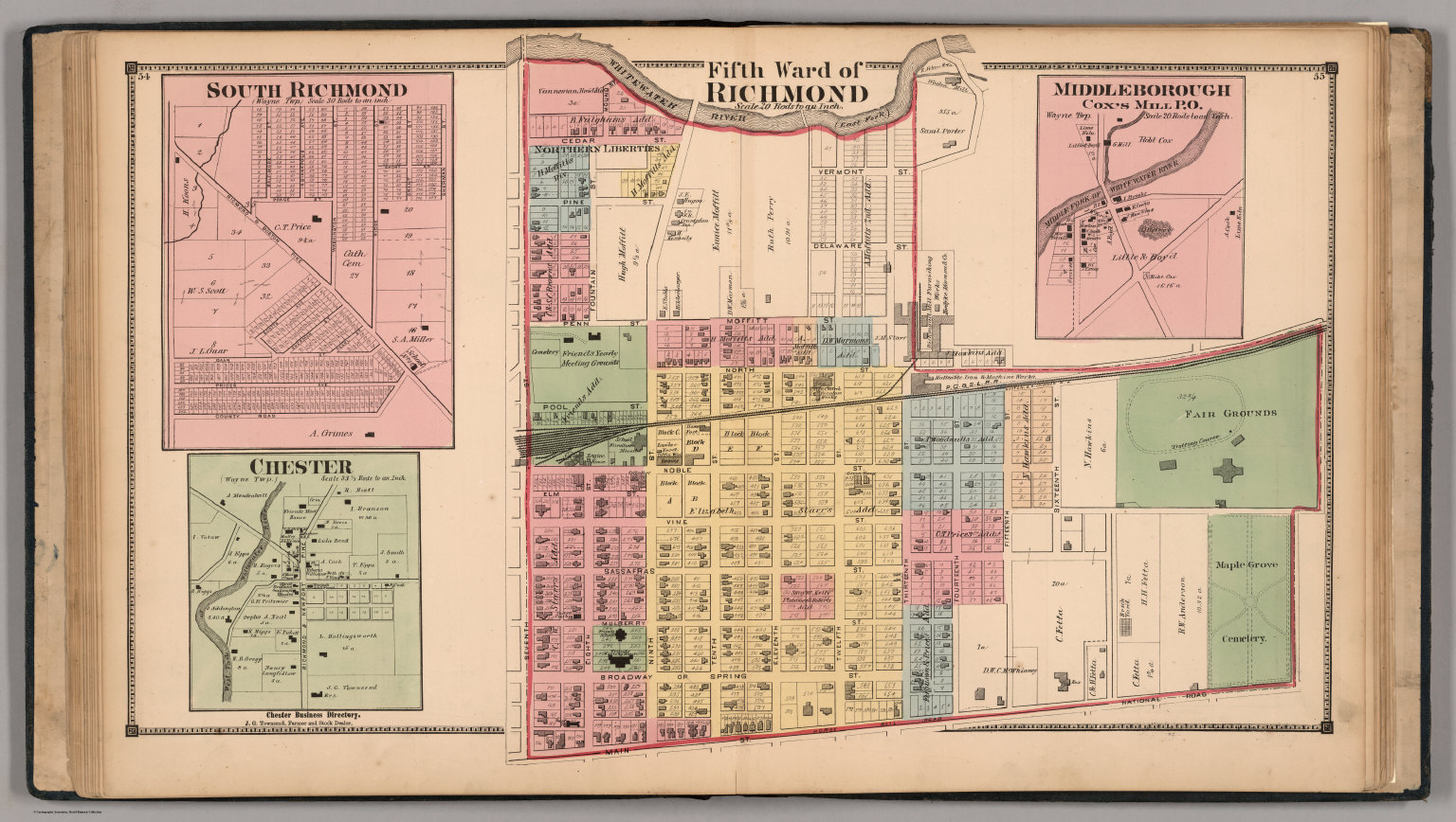 Fifth Ward of Richmond, Wayne County, Indiana. South Richmond. Chester