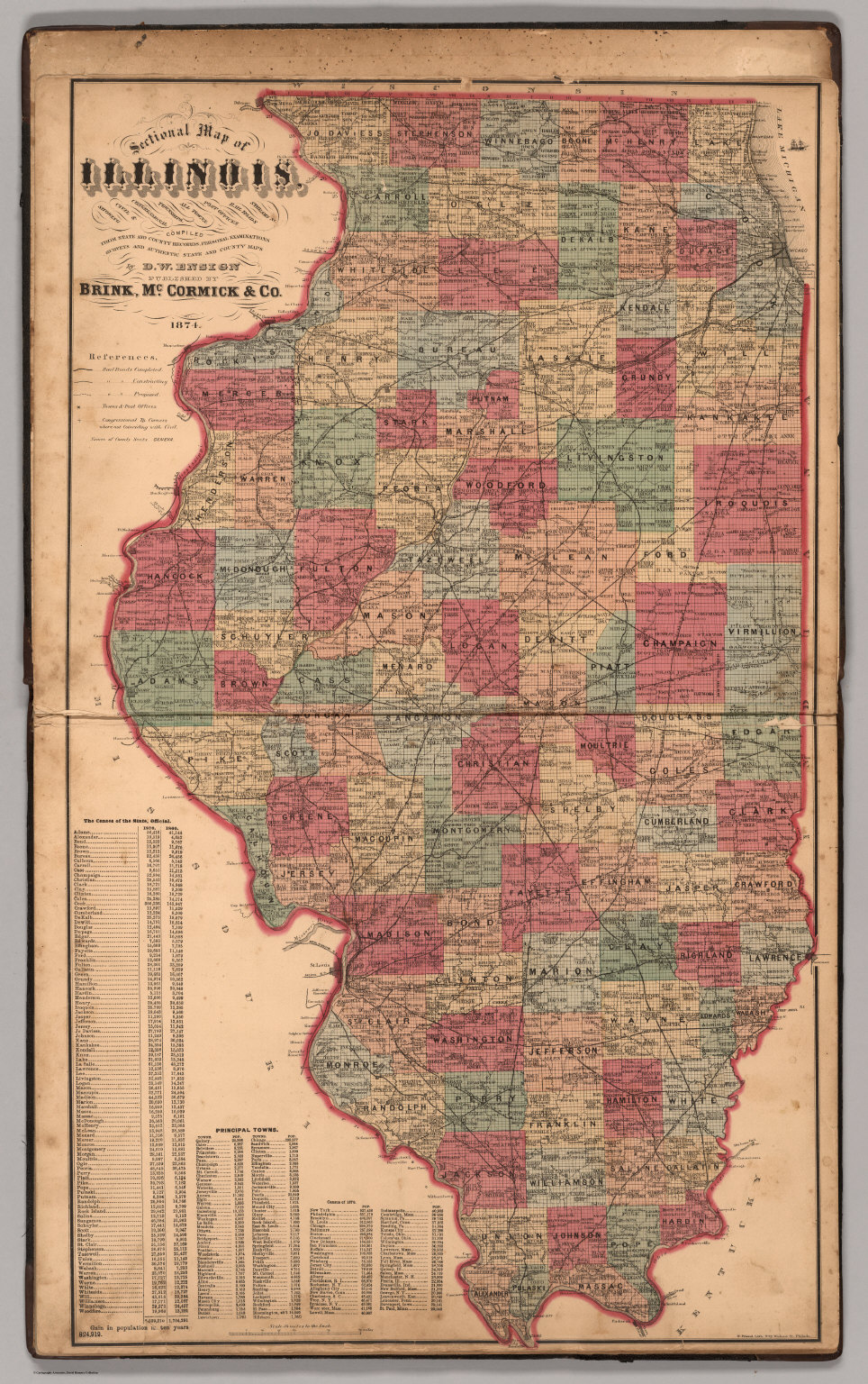 Sectional Map of Illinois Compiled by Brink, McCormick & Co