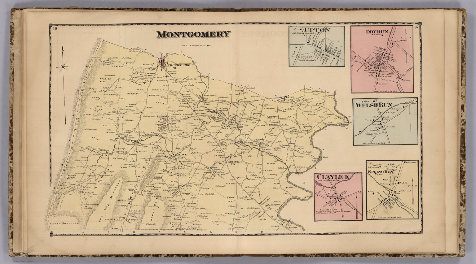 Montgomery, Franklin County, Pennsylvania. Upton. Dry Run. Welsh Run