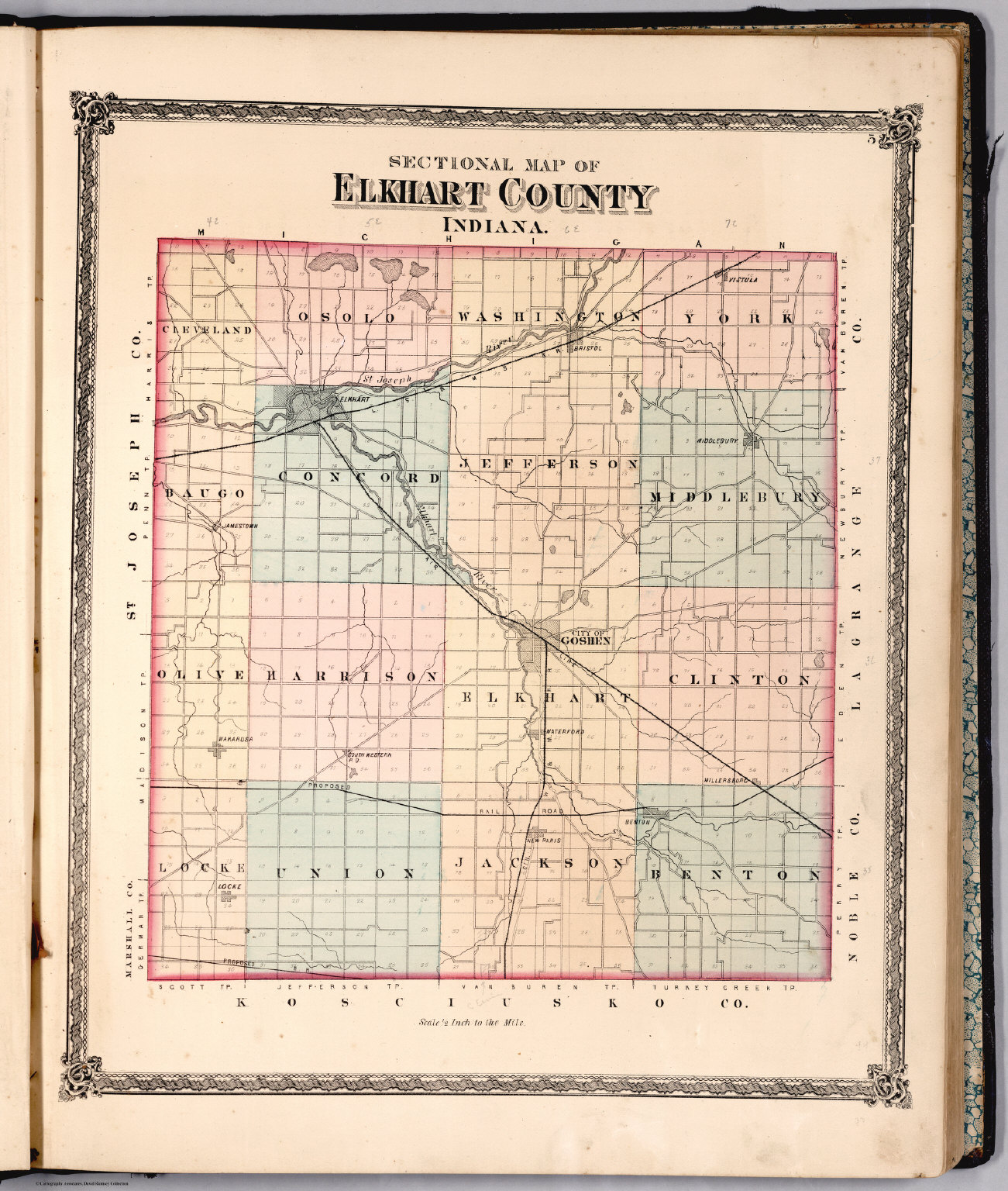 Sectional Map Of Elkhart County Indiana David Rumsey Historical Map   3746006 