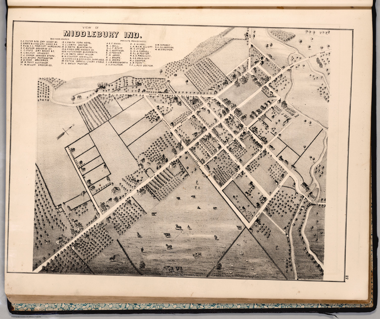 View Birdseye View of Middlebury, Indiana. David Rumsey Historical