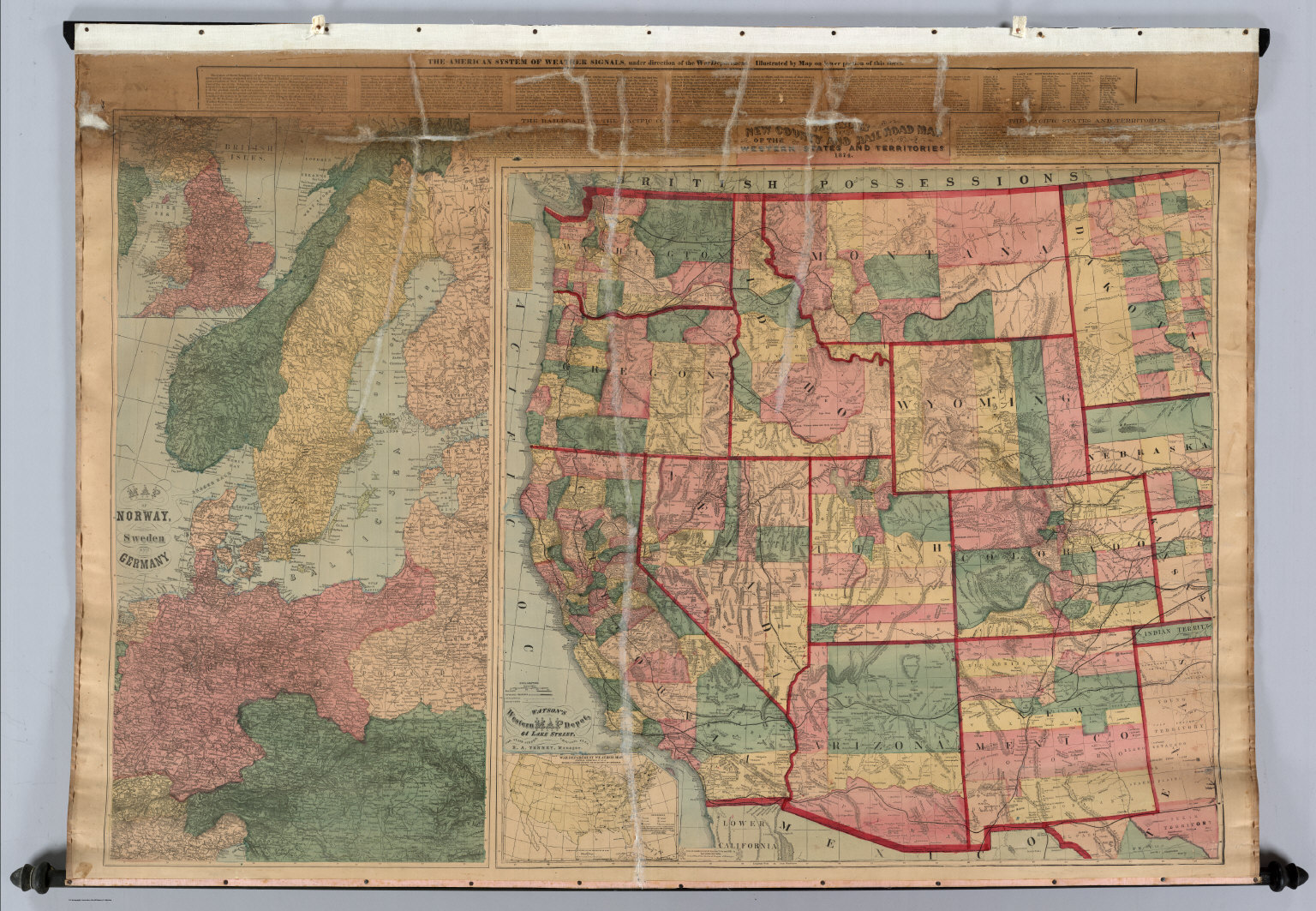 County And Railroad Map Of The Western States And Territories David