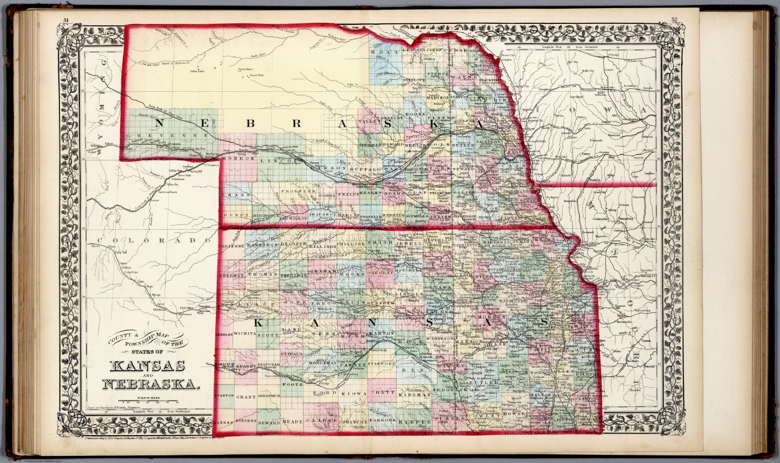 County And Township Map Of The States Of Kansas And Nebraska David Rumsey Historical Map Collection 5617