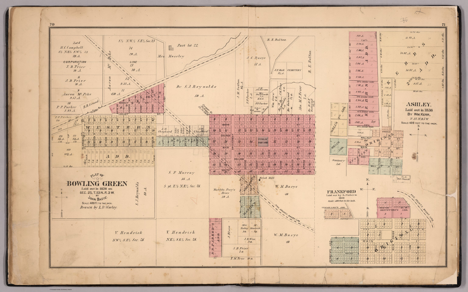 Bowling Green. Ashley. Frankford, Missouri. David Rumsey Historical