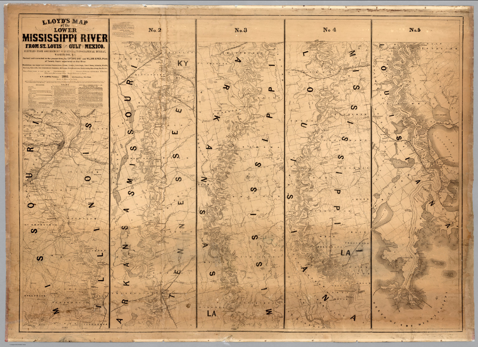 Map Of The Lower Mississippi River From St Louis To The Gulf Of Mexico David Rumsey 0746