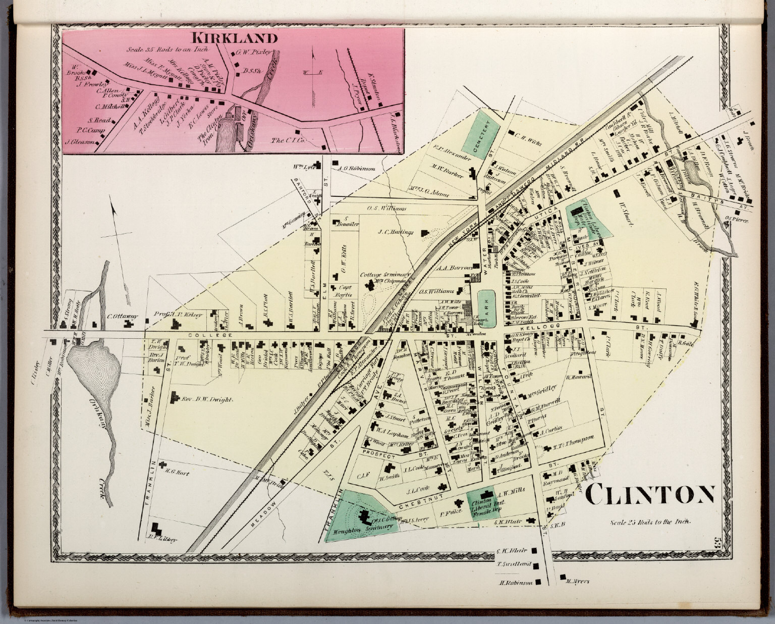 Clinton New York Map Clinton, New York. Kirkland.   David Rumsey Historical Map Collection