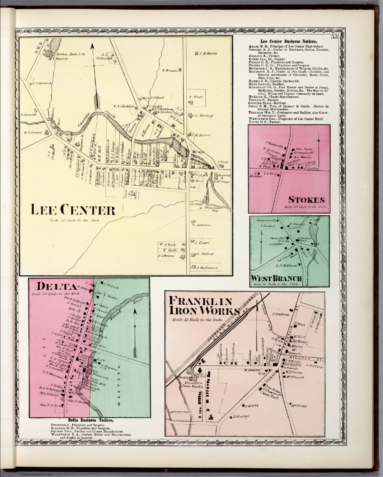 Lee Center, New York. Delta. Stokes. Franklin Iron Works. West Branch. David Rumsey Historical