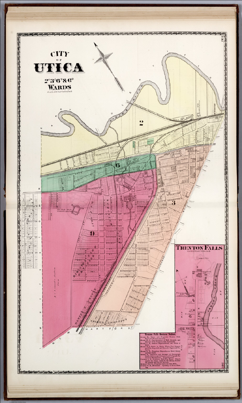 Utica, 2d., 3d., 6th. & 9th Wards. Trenton Falls, New York. David Rumsey Historical Map Collection