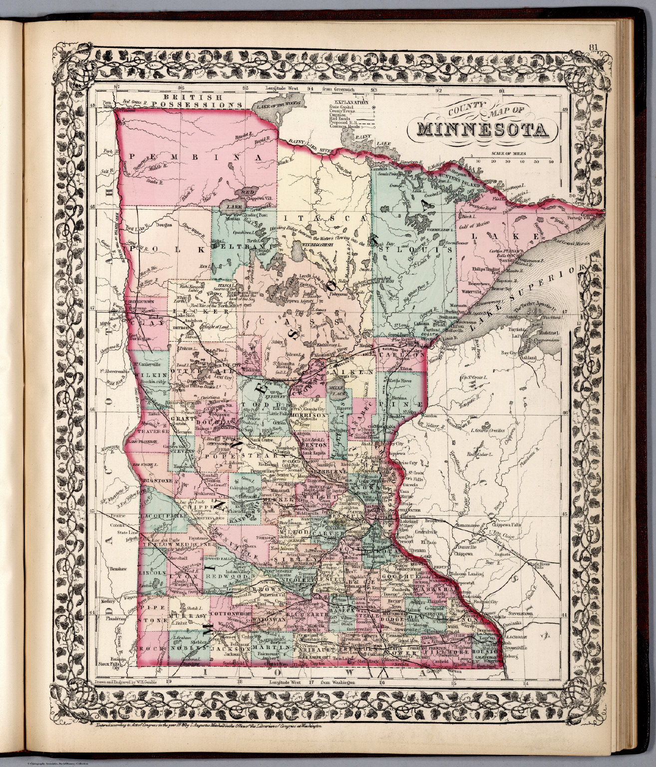 County Map Of Minnesota David Rumsey Historical Map Collection 7737