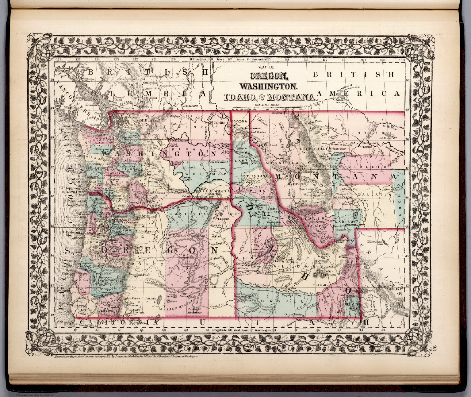 Map of Oregon, Washington, Idaho and part of Montana - David Rumsey