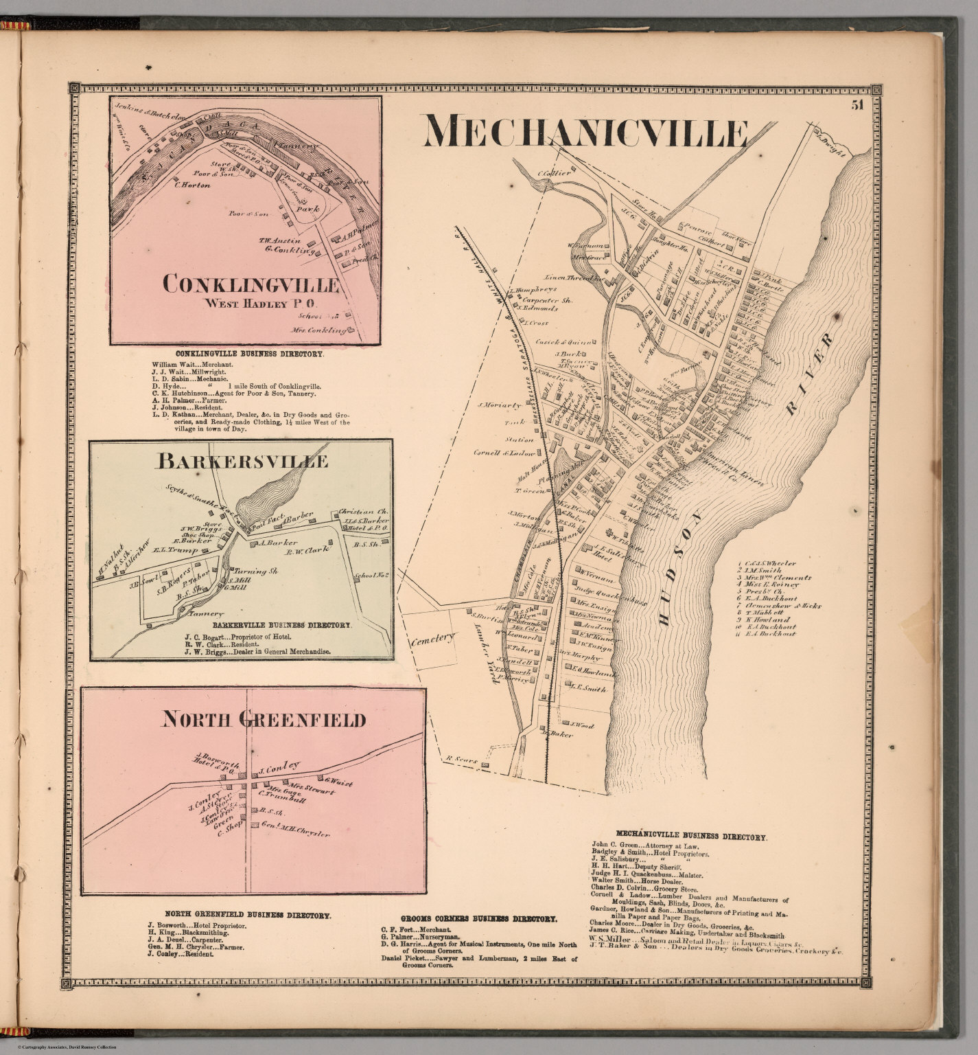 Mechanicville. Conklingville, West Hadley P.O. Barkersville. North
