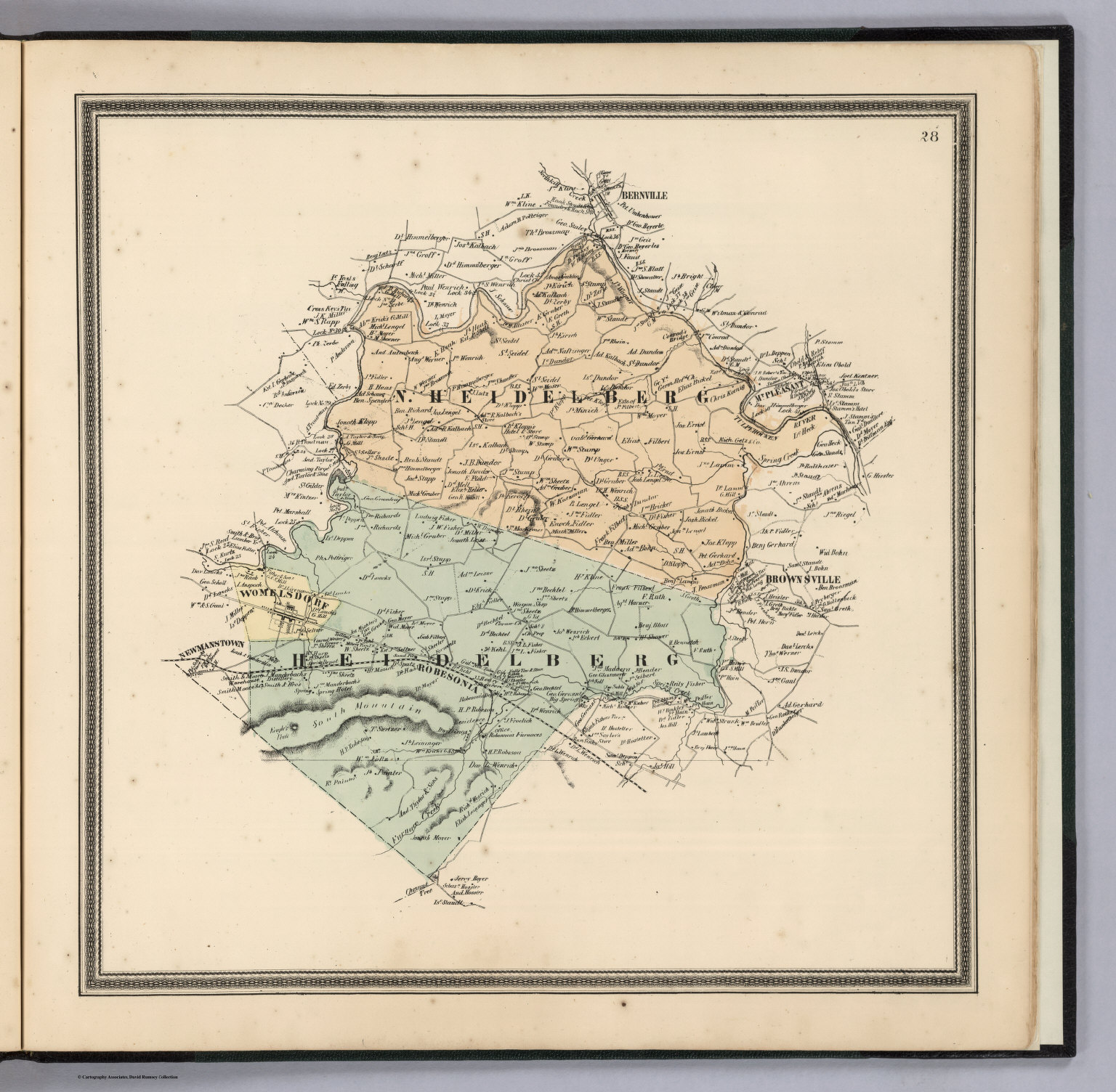 North Heidelberg Township Pennsylvania 1860 Old Town Map Custom Print