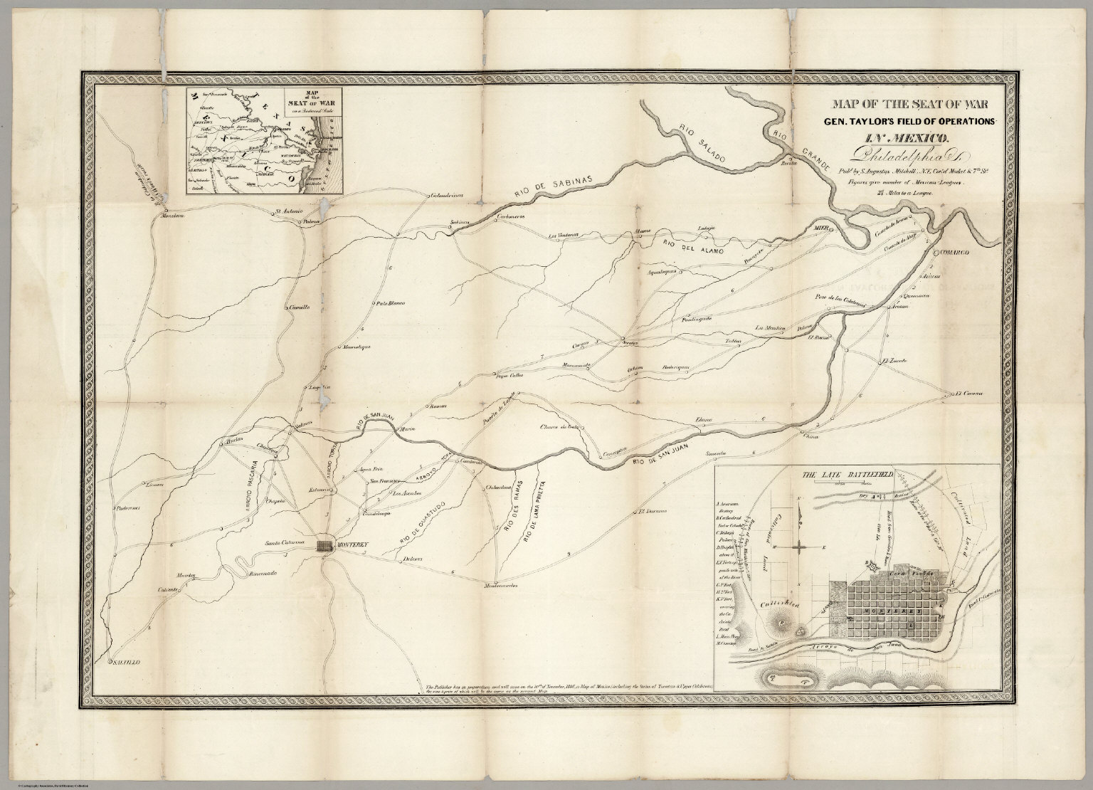 Map Of The Seat Of War Gen. Taylor's Field Of Operations In Mexico ...