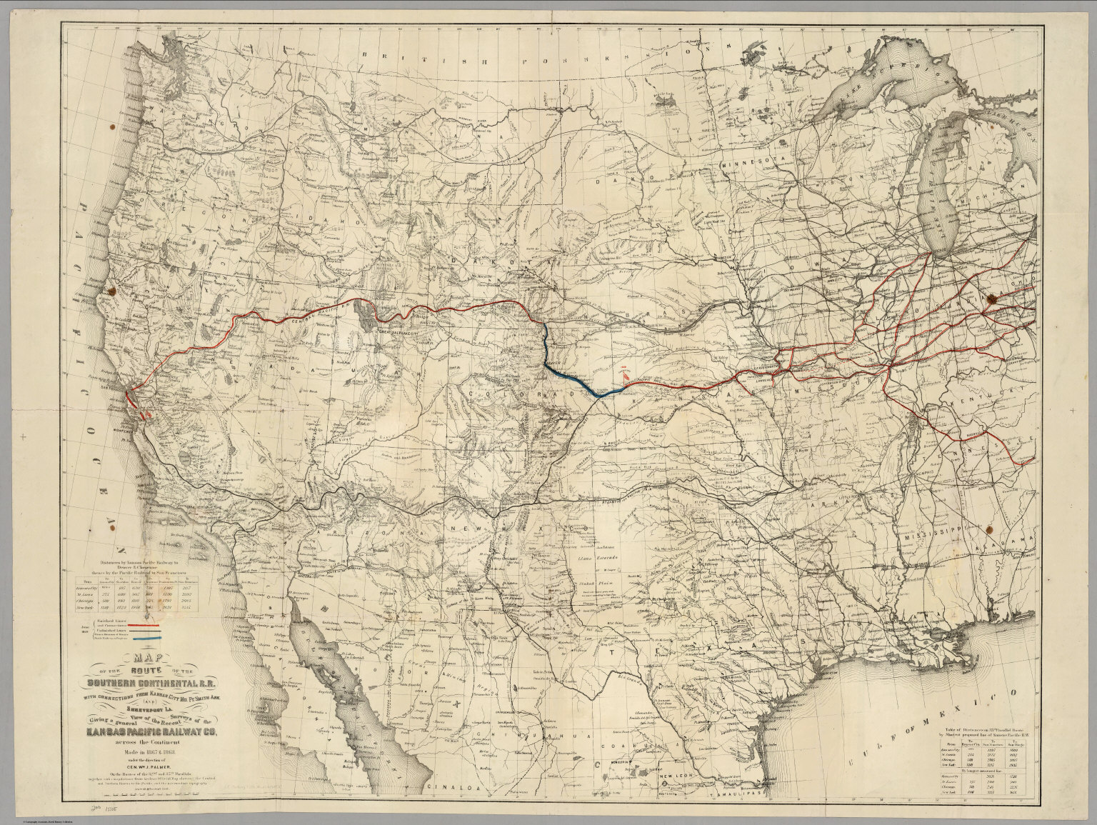 Map Of The Route Of The Southern Continental Rail Road - David Rumsey ...