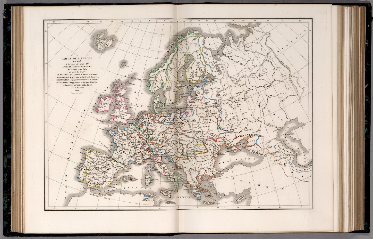 carte de l europe en 1715 33.) Carte de L'Europe en 1715 a la mort de Louis XIV.   David 