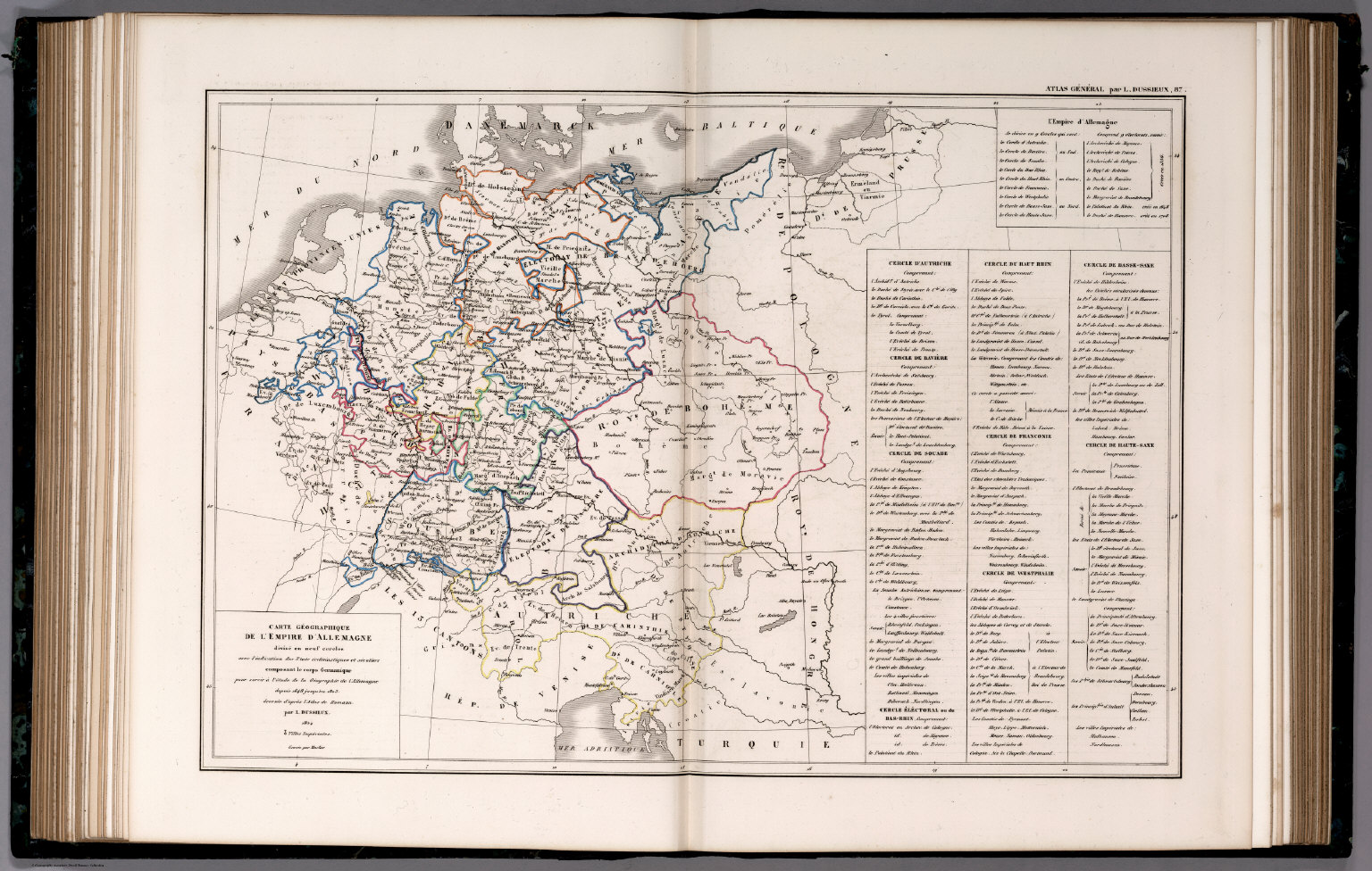 87. Carte Geographique de l'Empire d'Allemagne divise en neuf cercles ...