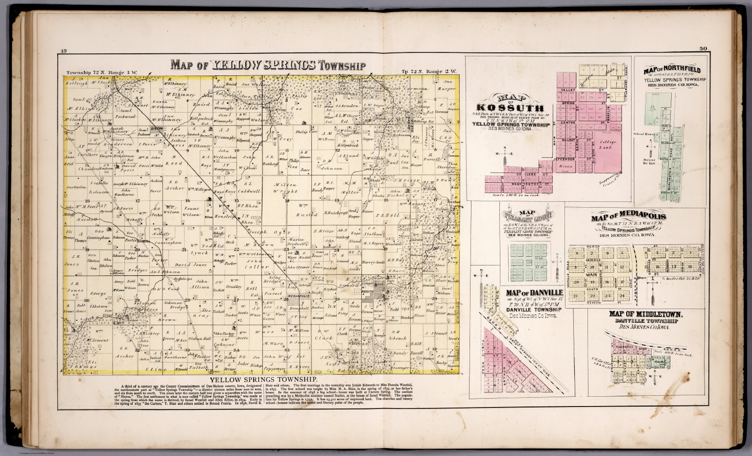 Yellow Springs Township, Des Moines County, Iowa. Kossuth. Northfield ...