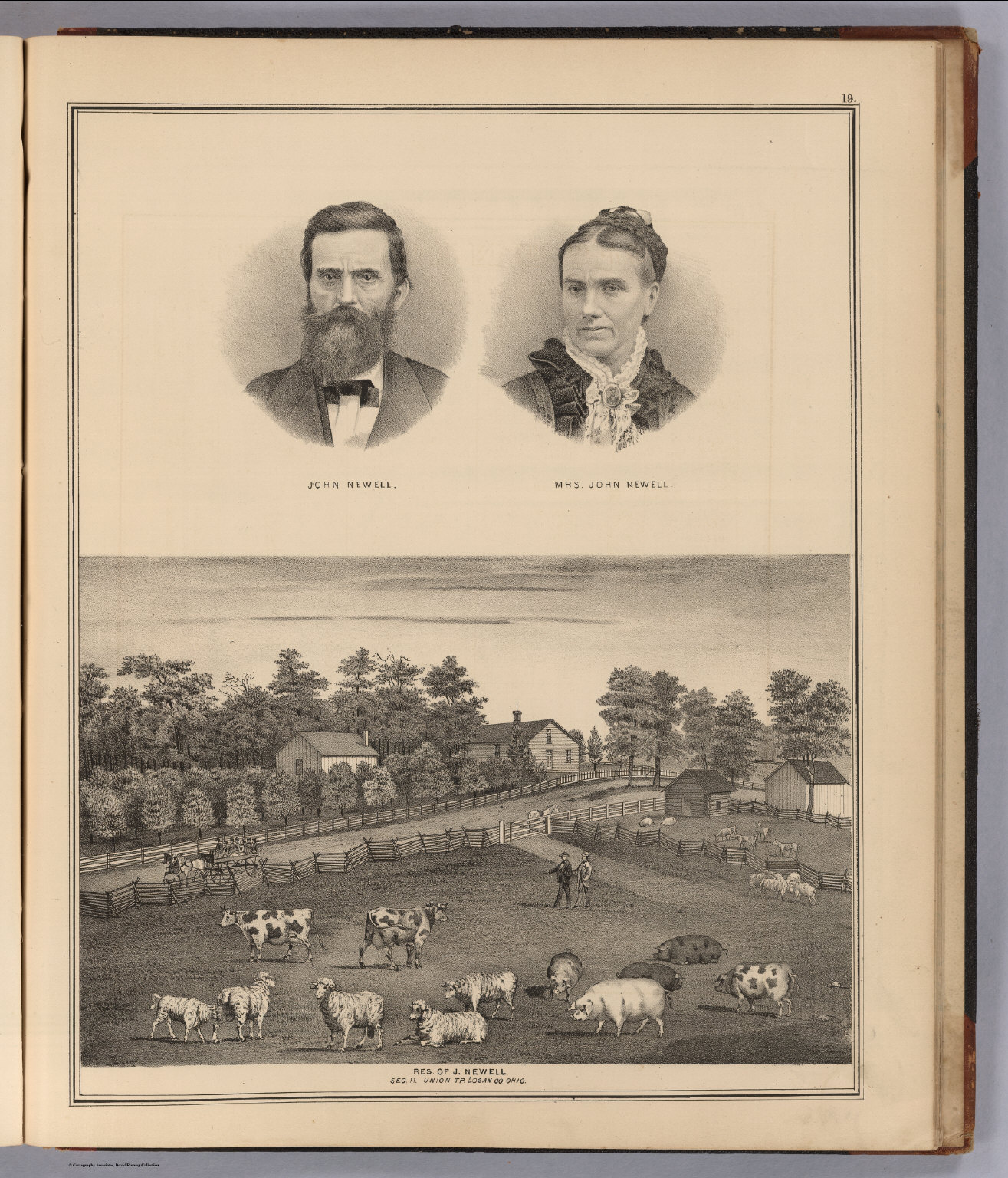 (Portraits) John Newell. Mrs. John Newell. (View) Residence of J