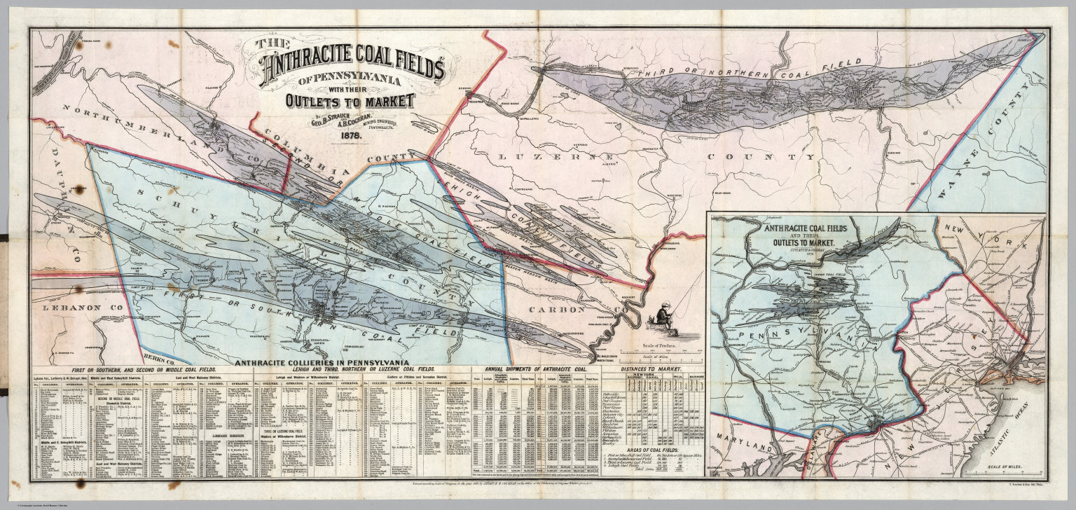 Anthracite Coal Fields Of Pennsylvania David Rumsey Historical Map