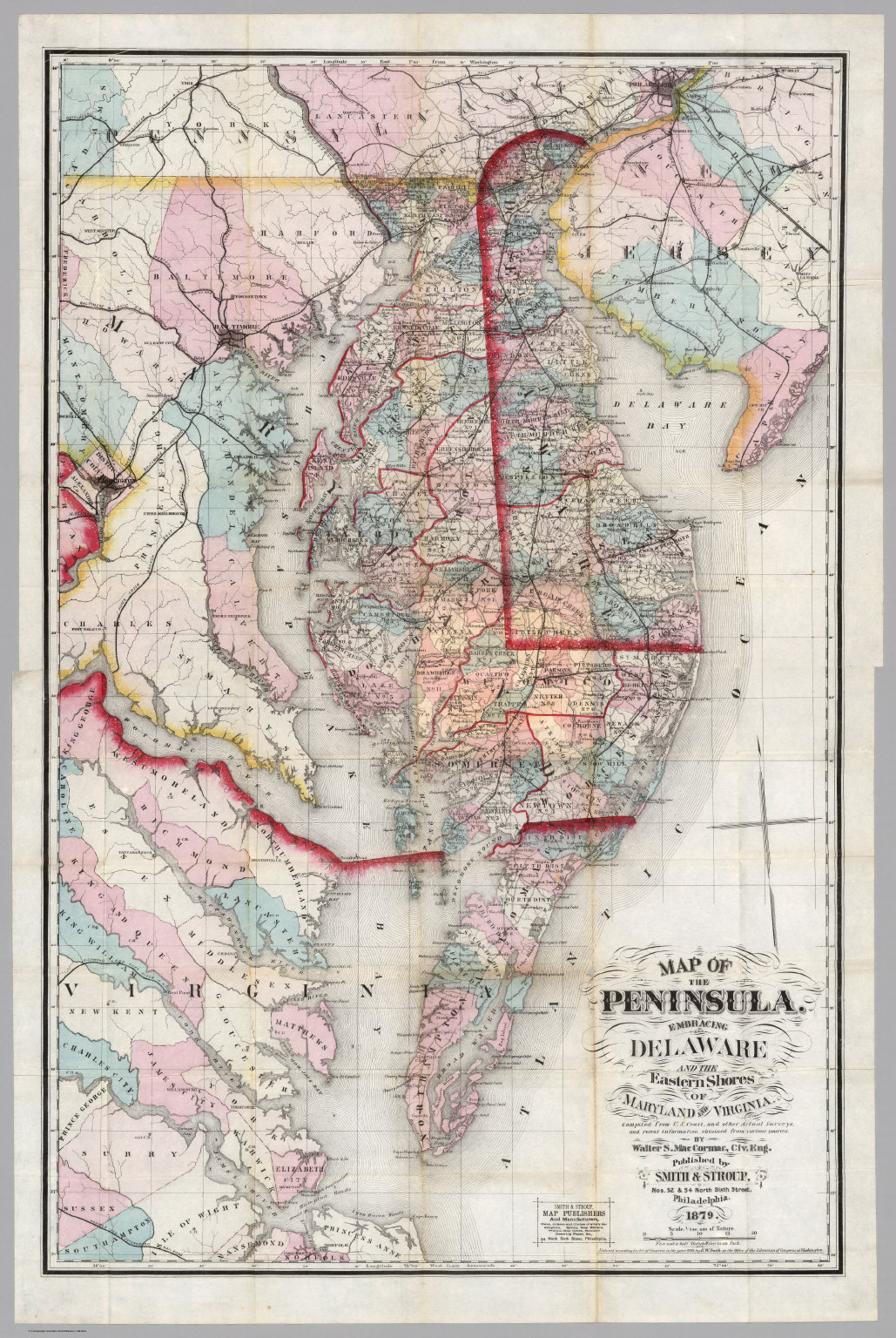 Composite: New Map Of The Peninsula Embracing Delaware And The Eastern Shores Of Maryland And 