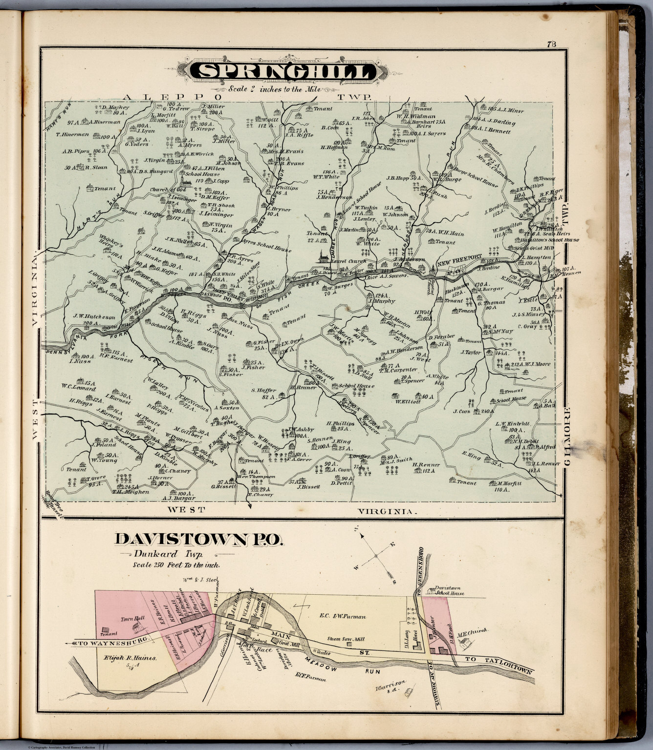 Springhill Greene County Pennsylvania Davistown P O David Rumsey Historical Map Collection