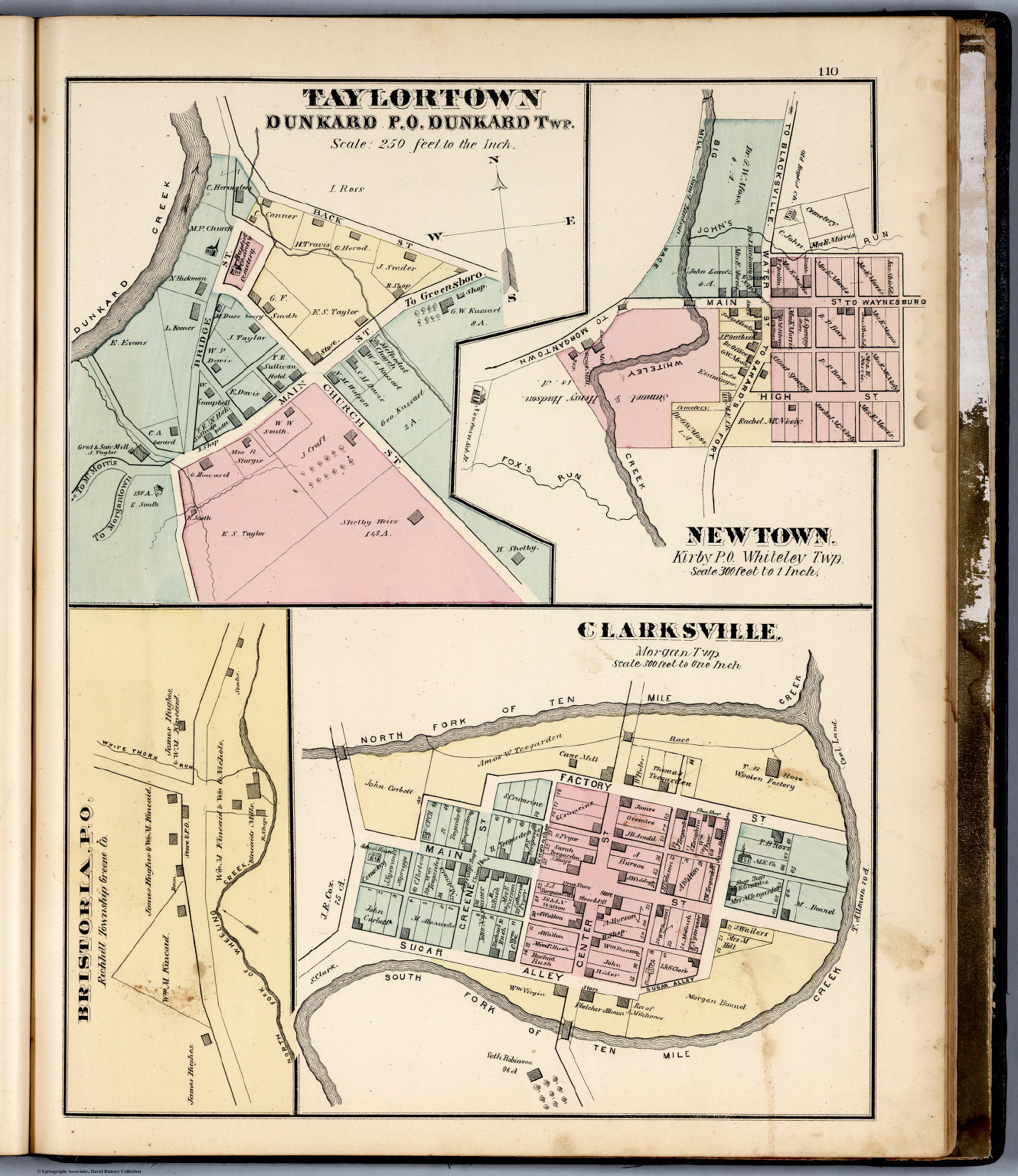 Taylortown. Newtown. Clarksville. Bristoria, Pennsylvania. David