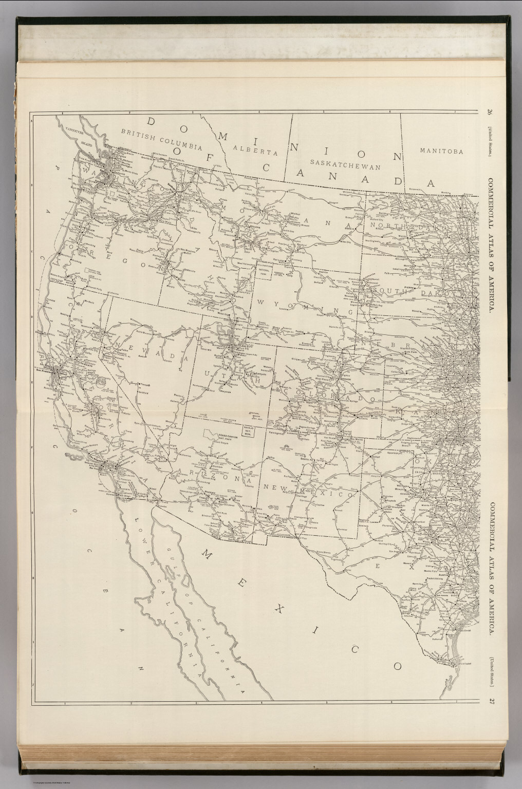 Black And White Mileage Map Of The United States Western Half