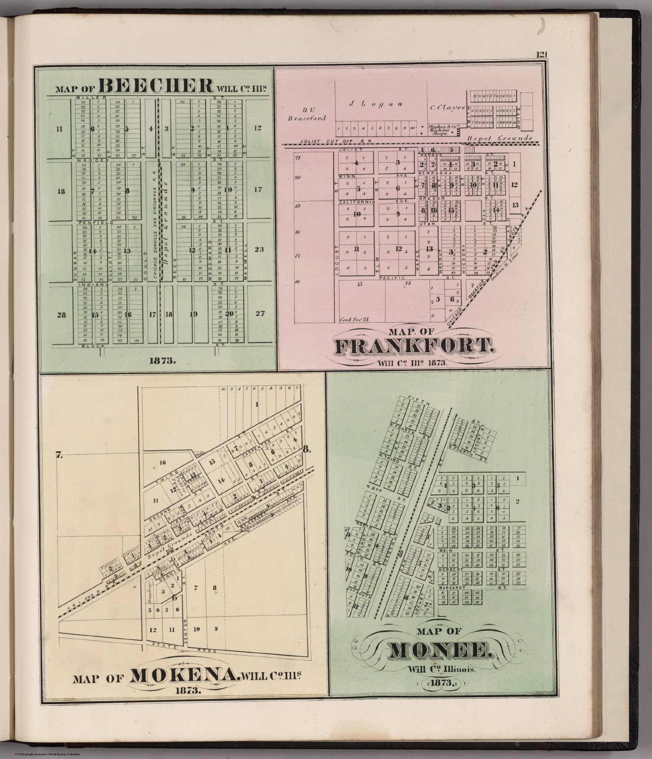 Beecher. Frankfort. Mokena. Monee, Illinois. David Rumsey Historical