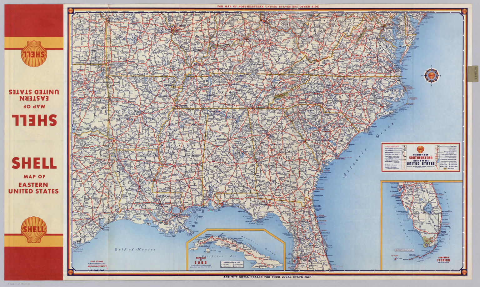 Shell Highway Map Southeastern Section of the United States. - David