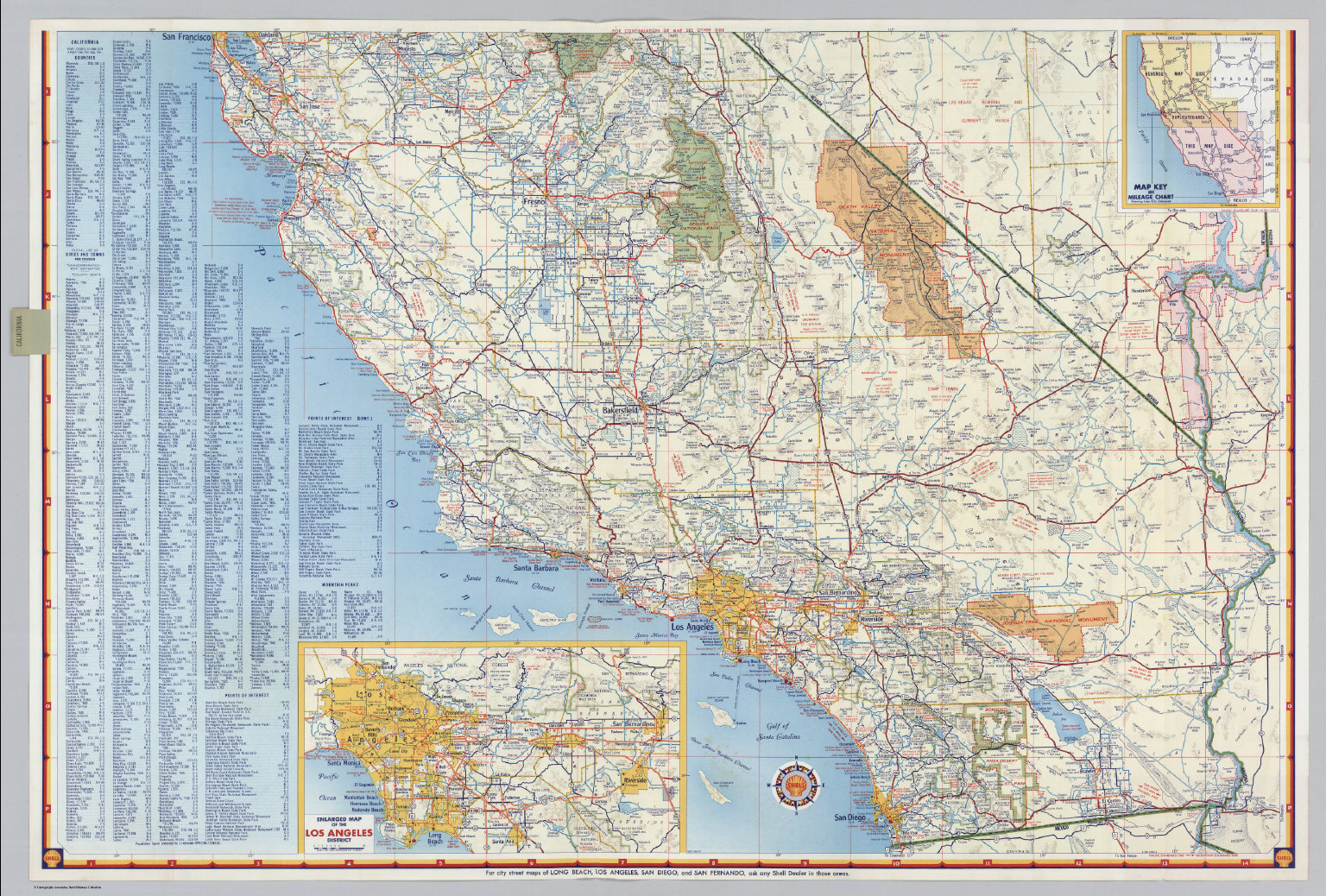 Detailed Map Of Southern California Shell Highway Map of California (southern portion).   David Rumsey 