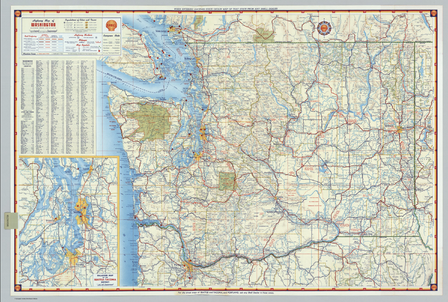 Shell Highway Map of Washington. - David Rumsey Historical Map Collection