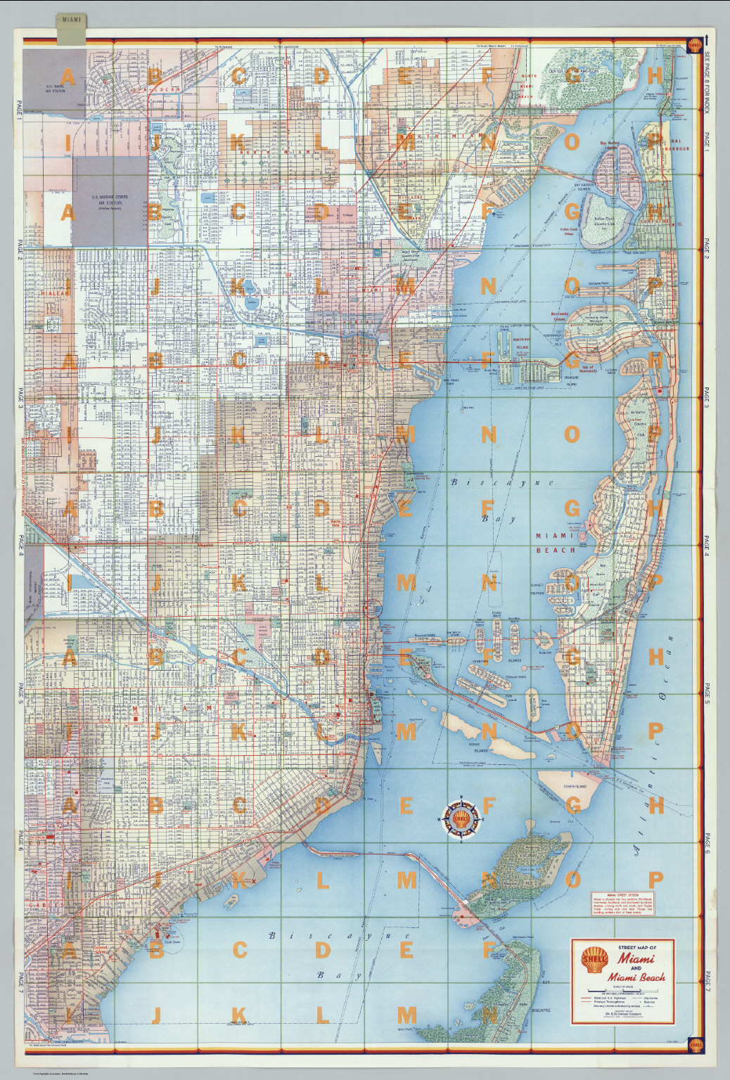 Shell Street Map Of Miami And Beach Eastern Portion David Shell Street Map Of Miami And Beach Eastern Portion