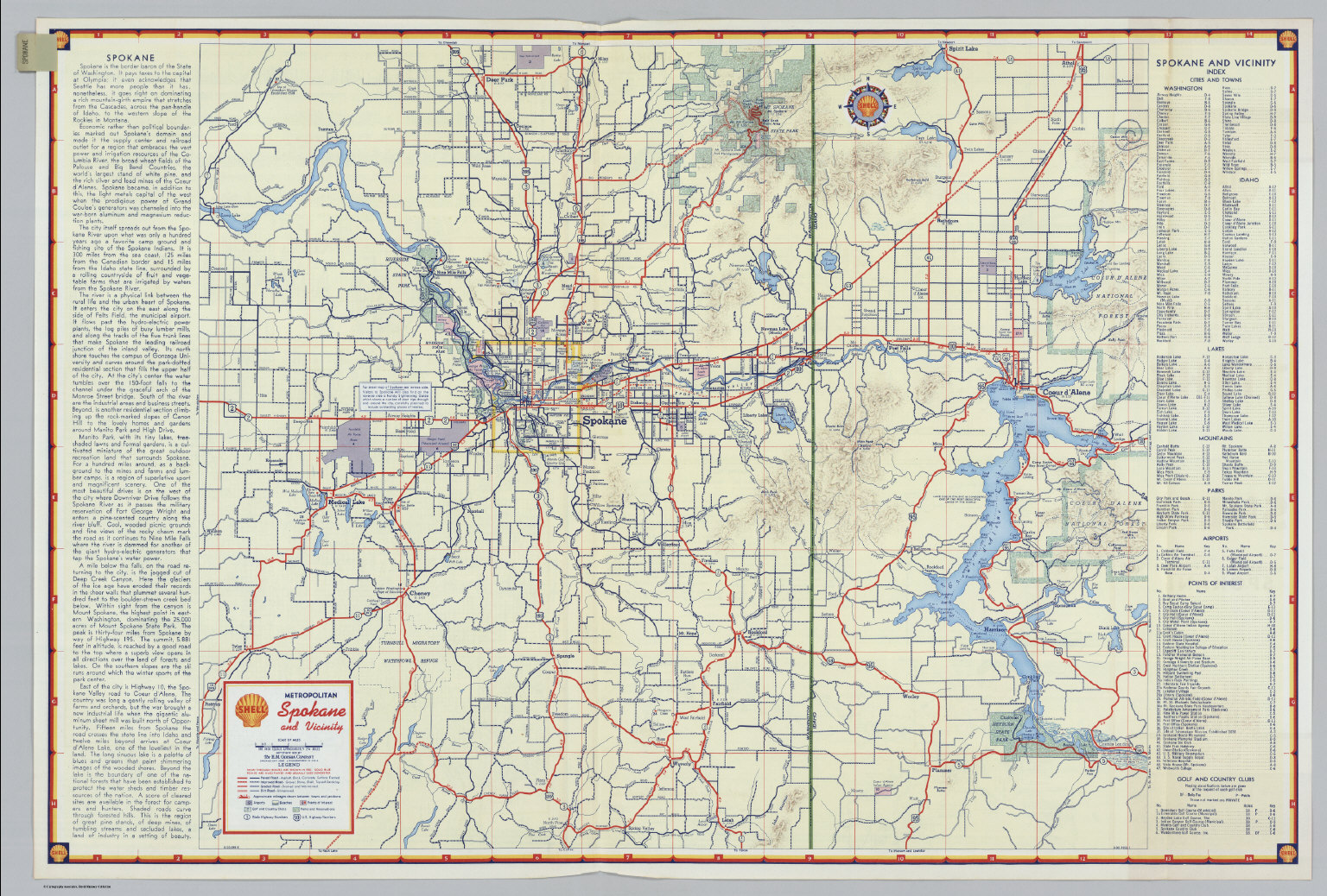 Shell Metropolitan Spokane And Vicinity David Rumsey Historical Map
