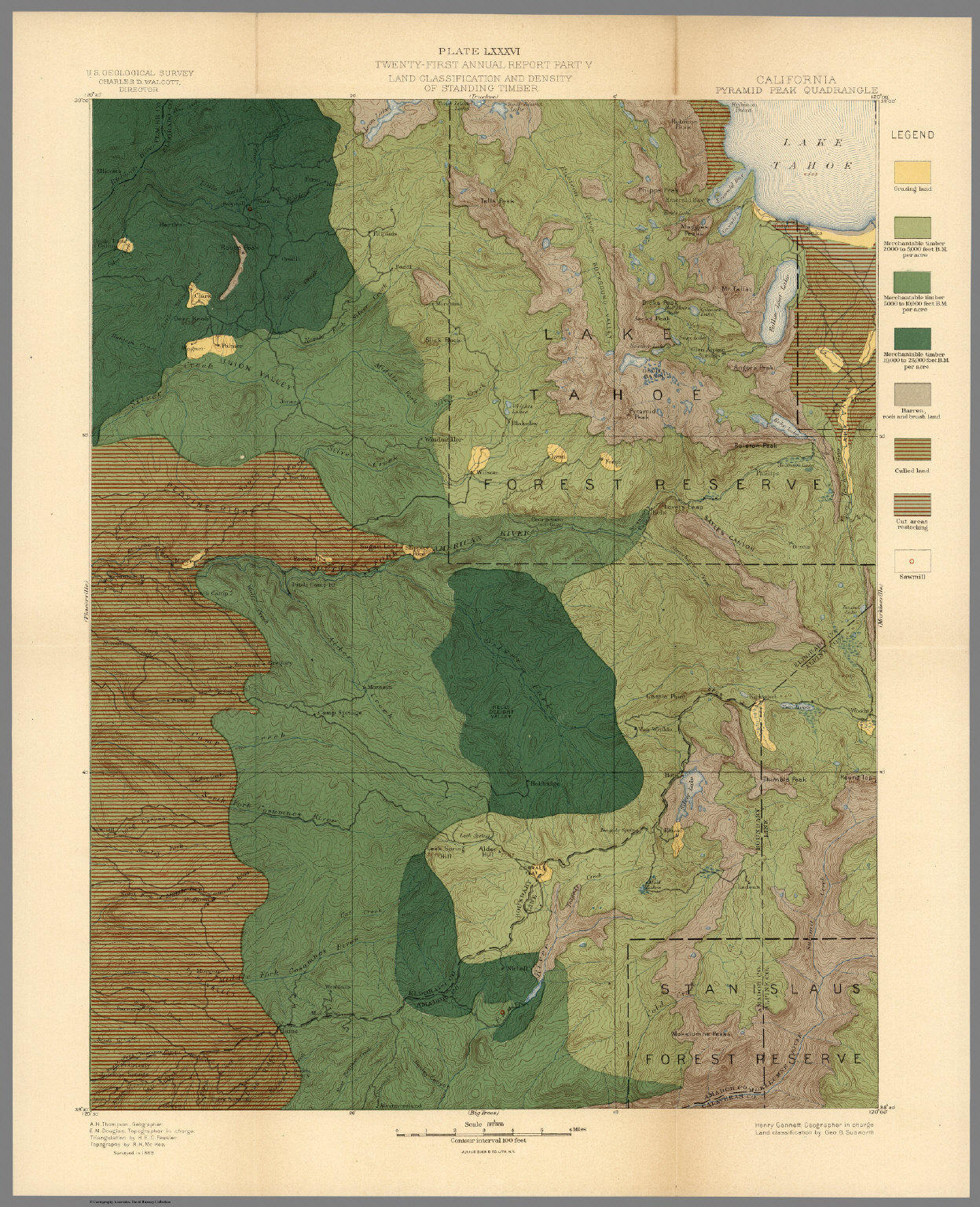 Plate LXXXVI. Pyramid Peak Quadrangle, Land Classification and Density