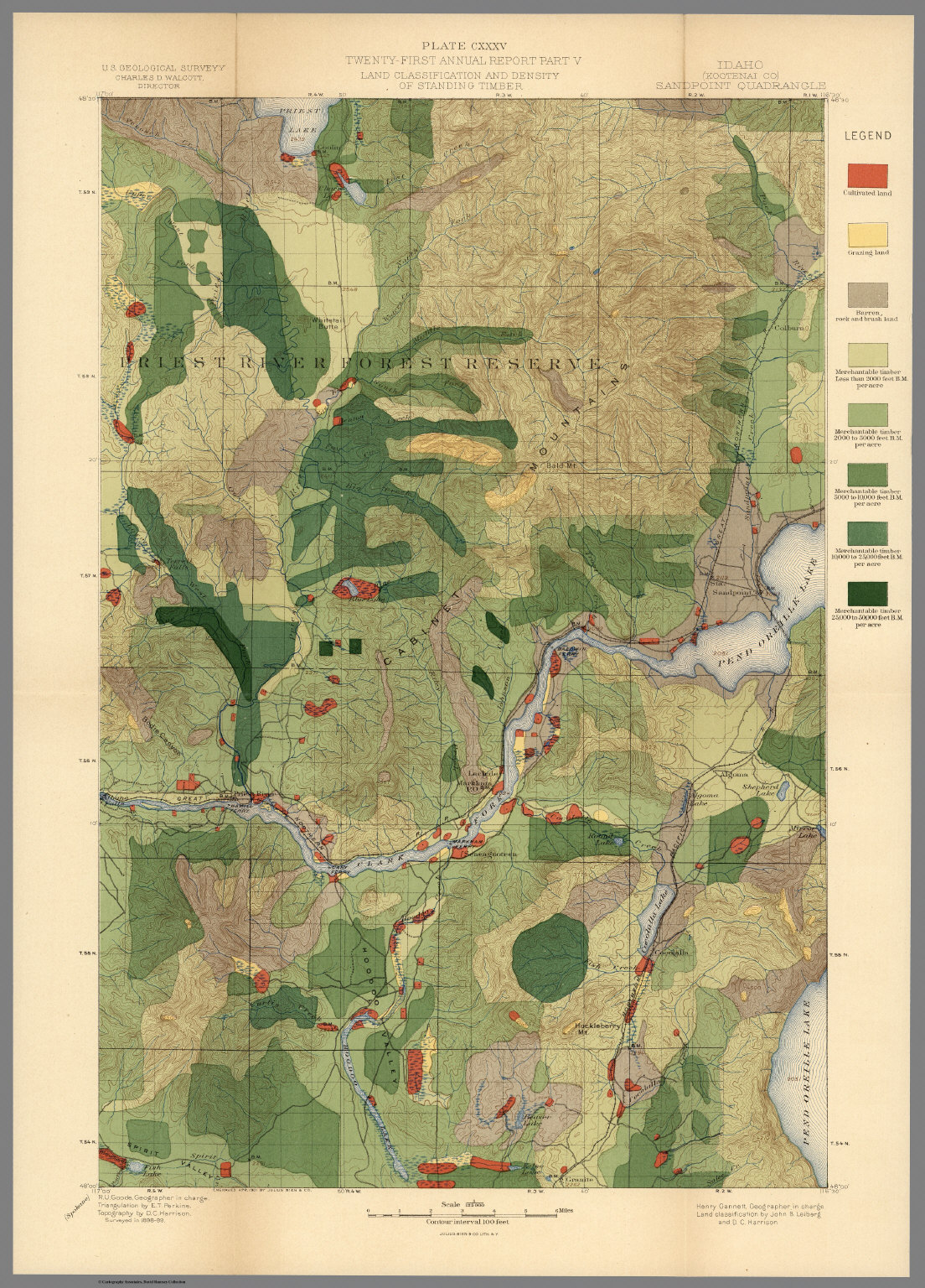 Plate CXXXV. Sandpoint Quadrangle, (Kootenai Co) Idaho, Land Classification and Density of