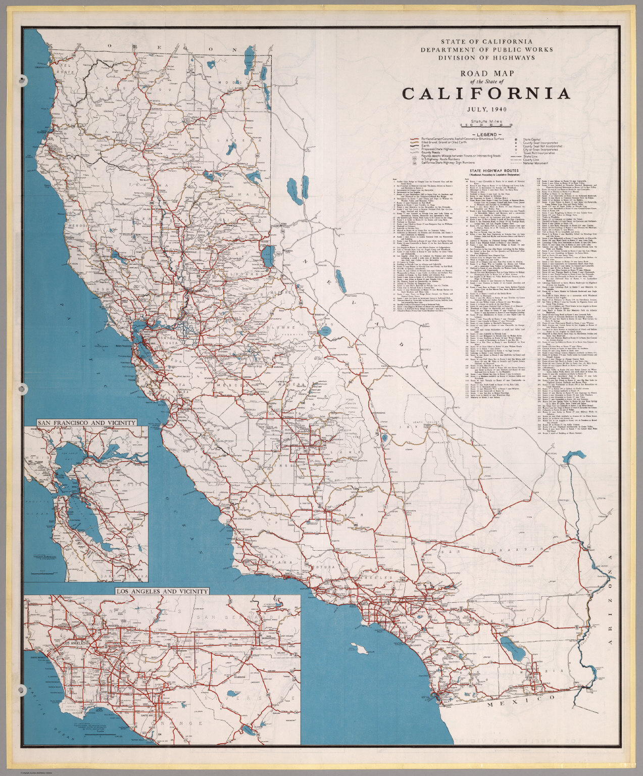 highway road map of california Road Map Of The State Of California July 1940 David Rumsey highway road map of california