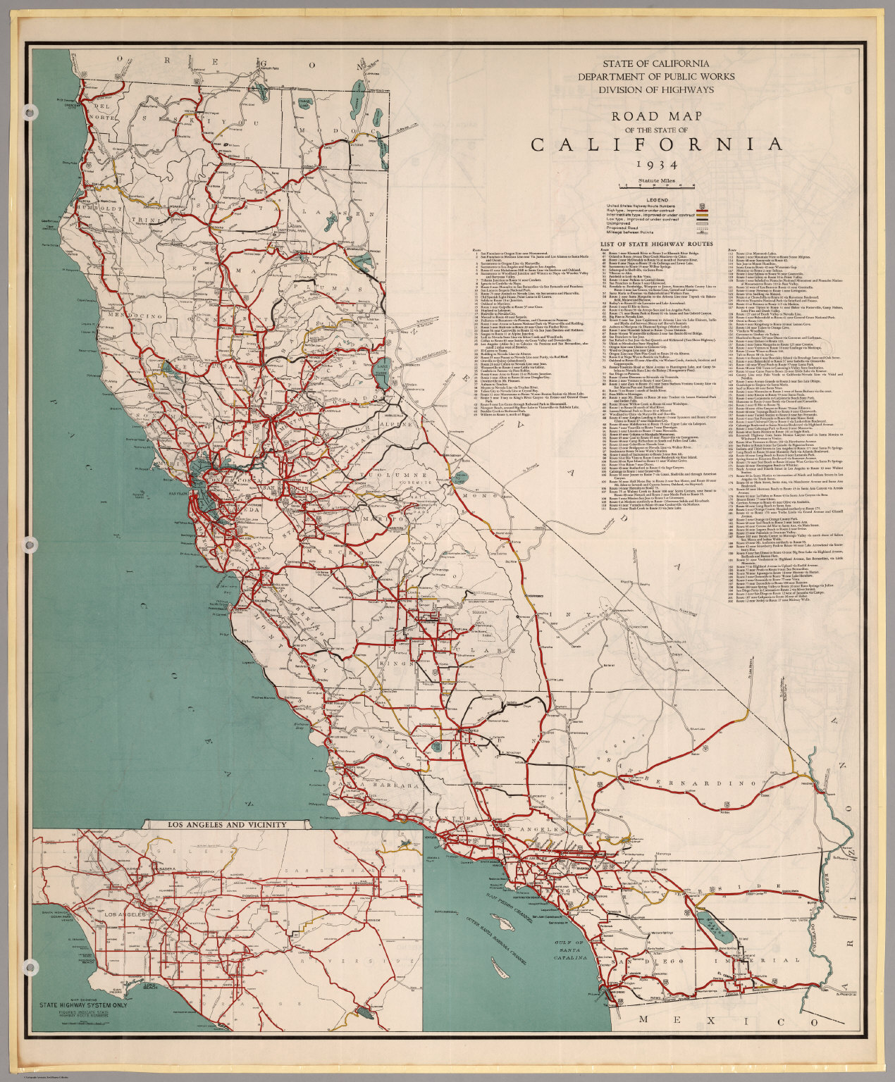 Road Map Of The State Of California 1934 David Rumsey Historical Map Collection