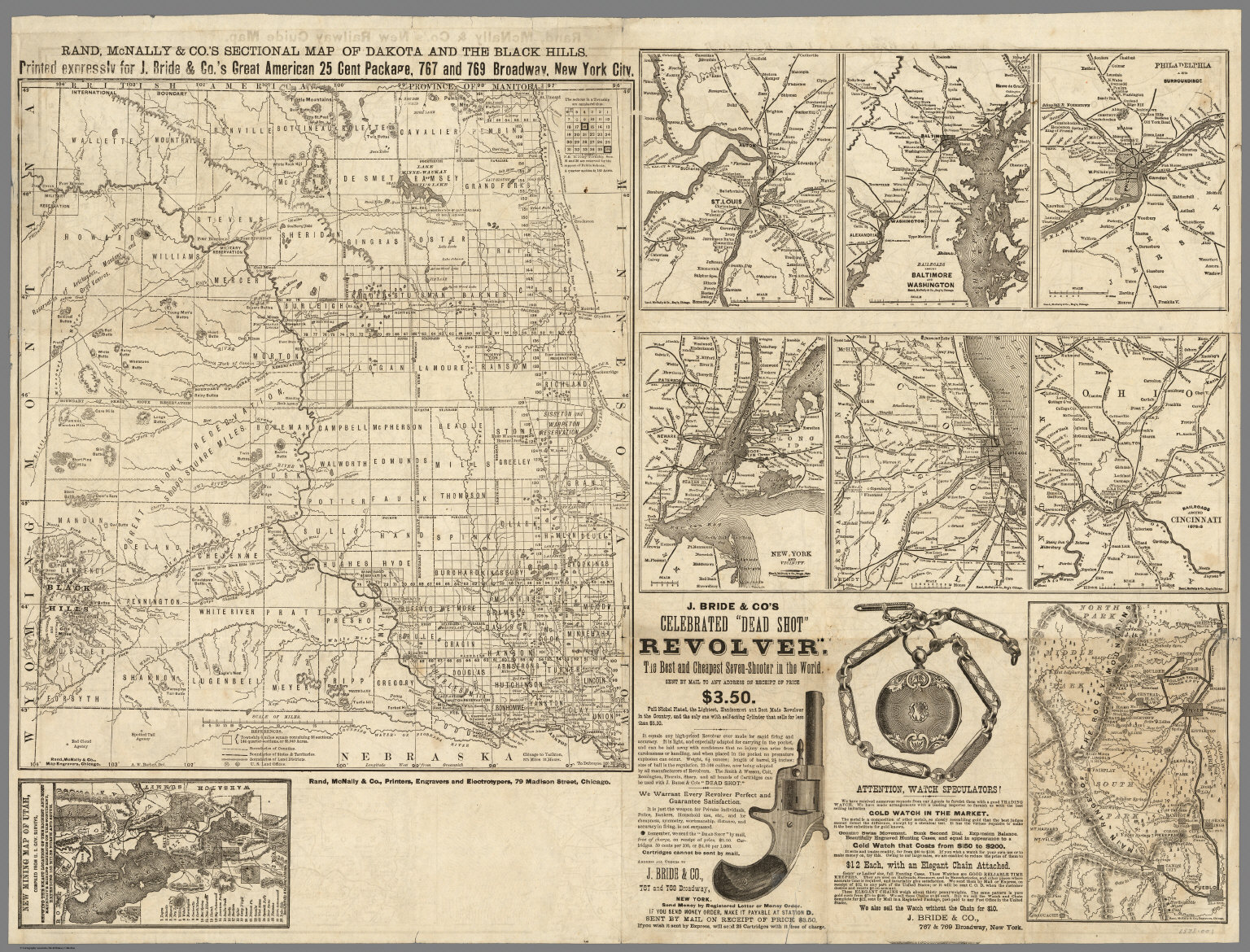 Rand Mcnally And Co S Sectional Map Of The Dakota And The Black Hills David Rumsey Historical