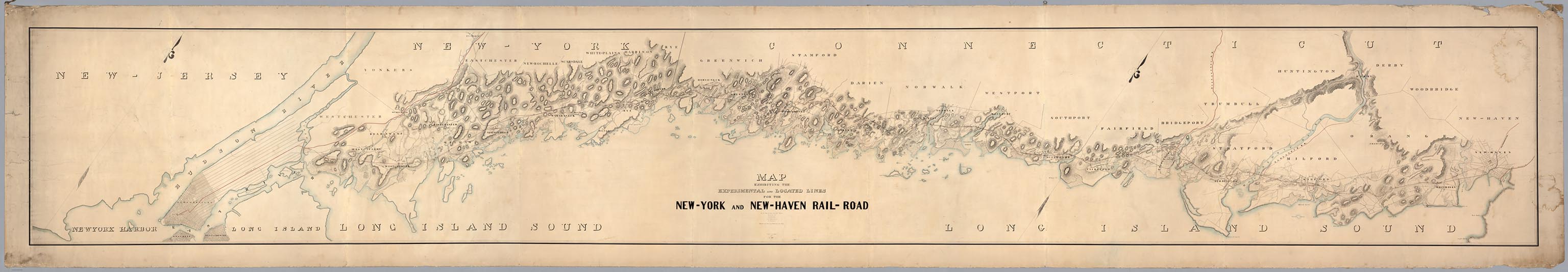 Map Exhibiting The ... Lines for the New-York and New-Haven Rail-Road.