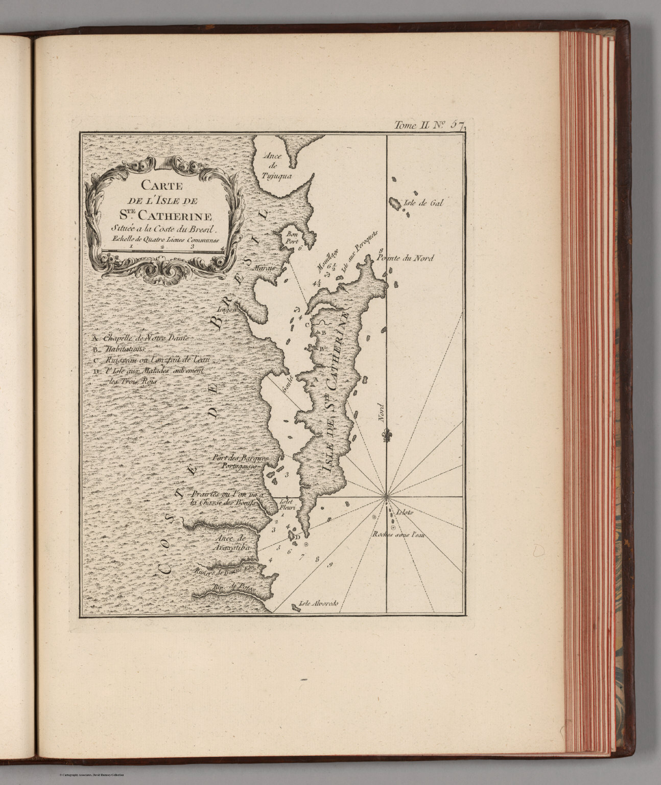 Carte De I'isle De St. Catherine Situe A La Coste Du Bresil. - David 