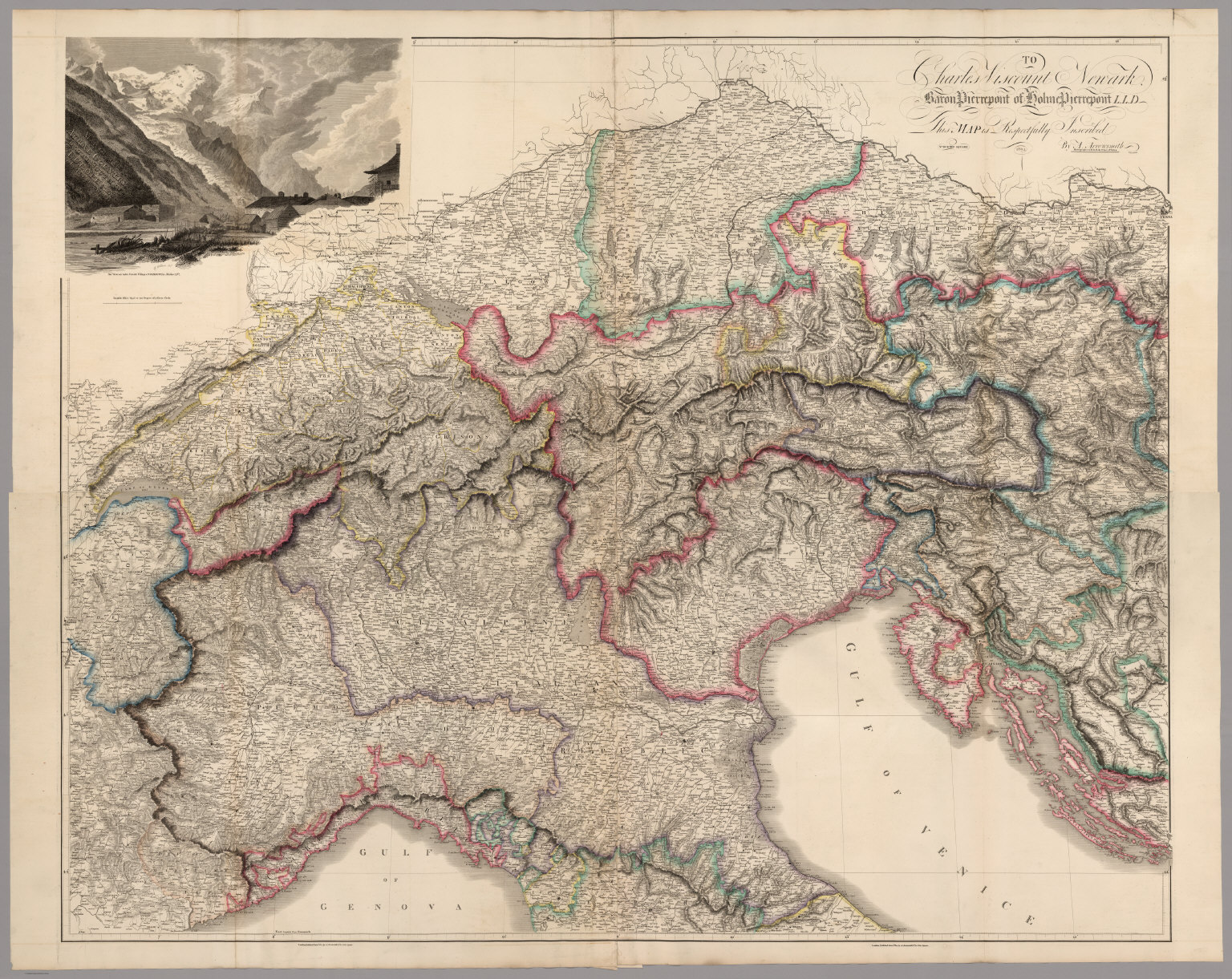 Composite: Map of the Alpine Country in the South of Europe. - David ...