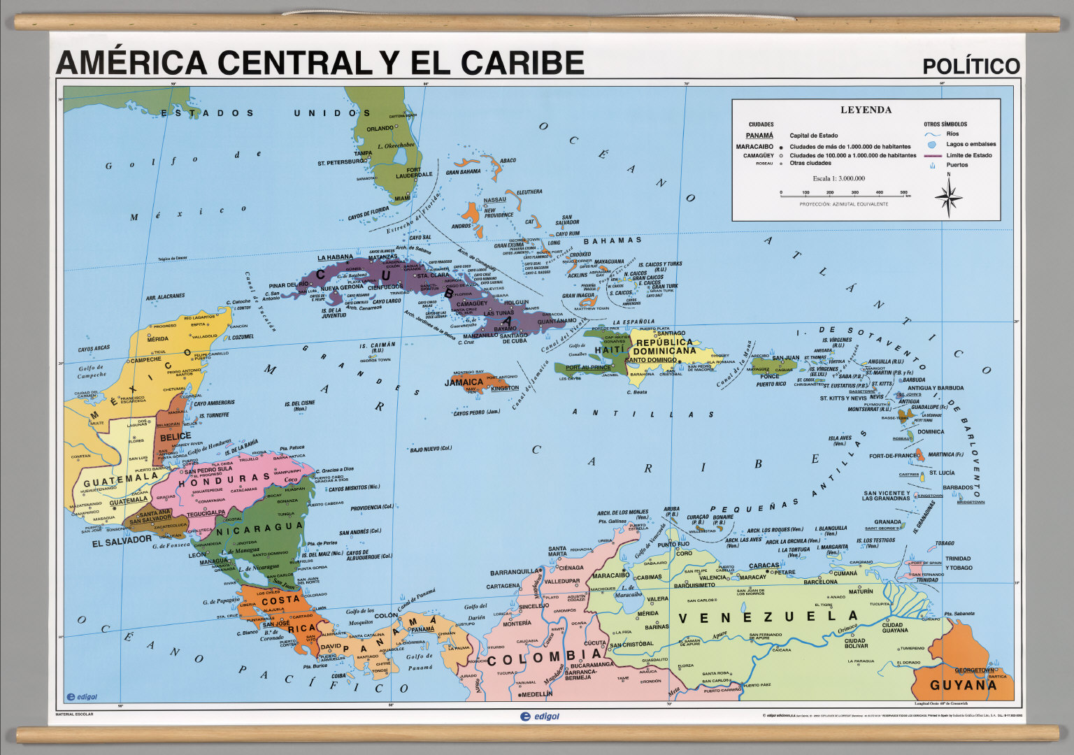 Ilustracion De America Central Y Caribe Estados Mapa Politico En Cuatro ...