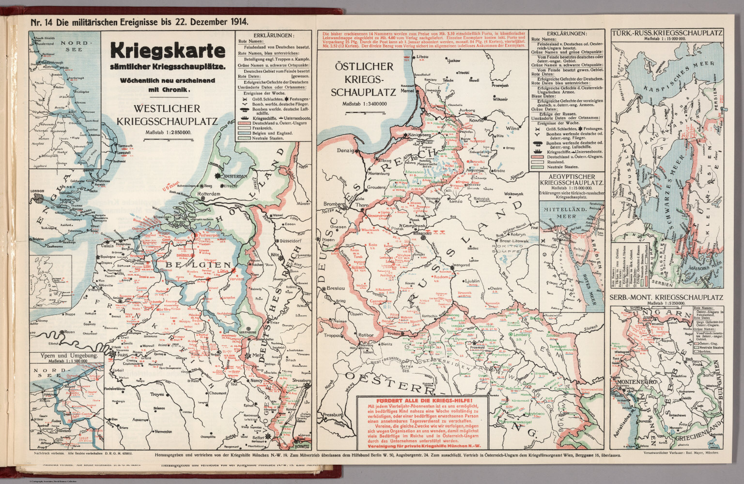 World War I Map (German), Nr. 14. Military Events ... to December 22 ...