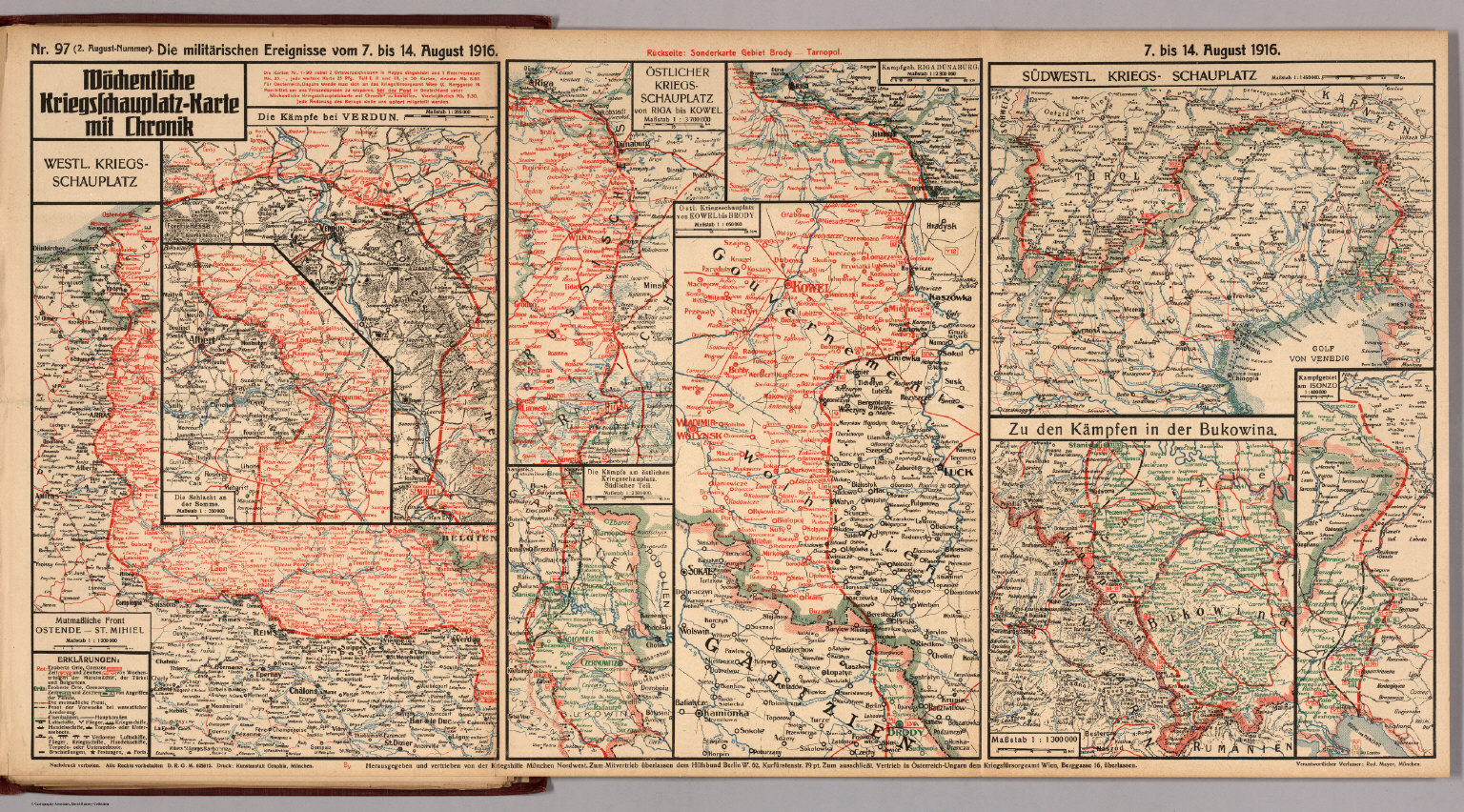World War I Map German Nr 97 Military Events To August 14 