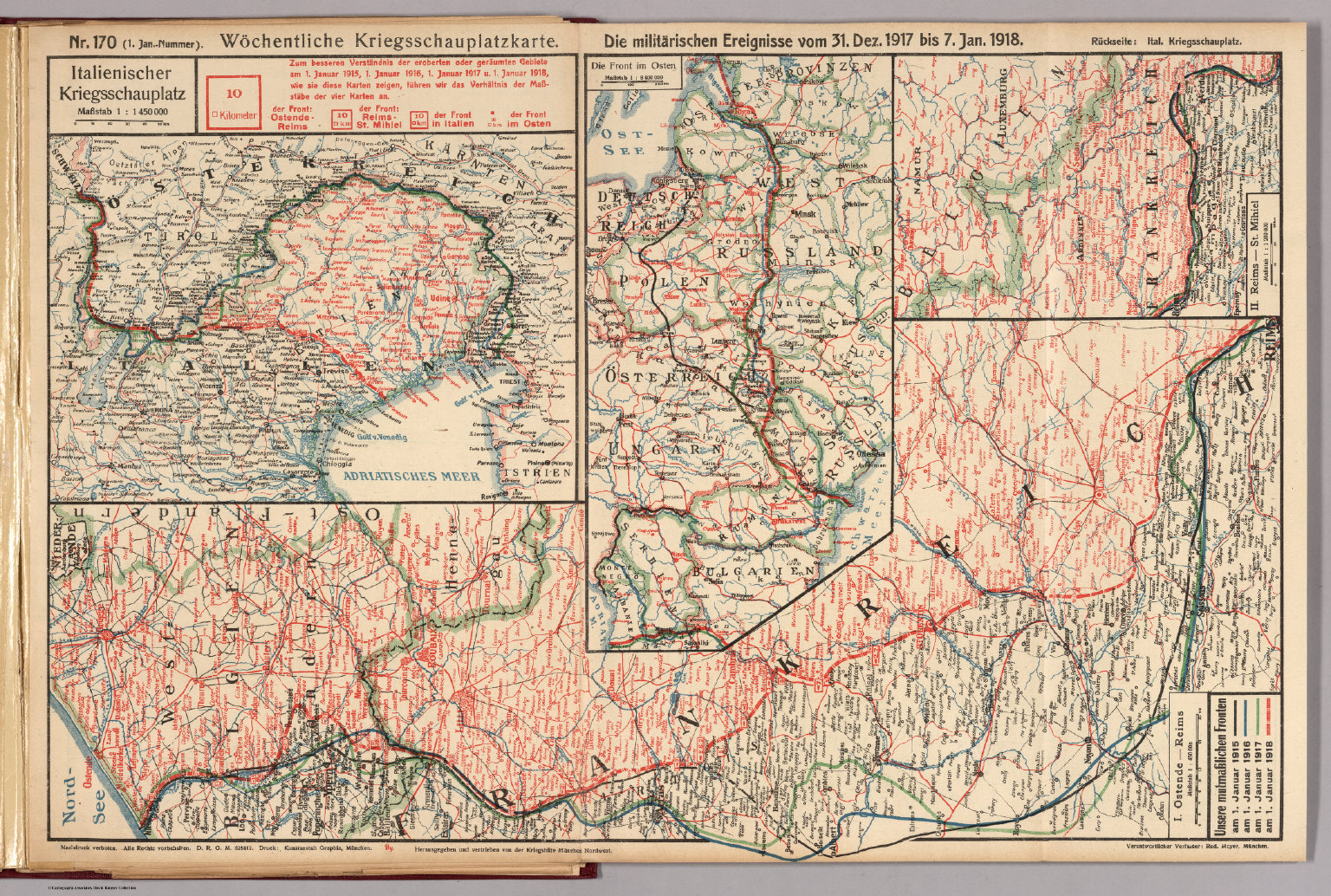 World War I Map German Nr 170 Military Events To January 7 