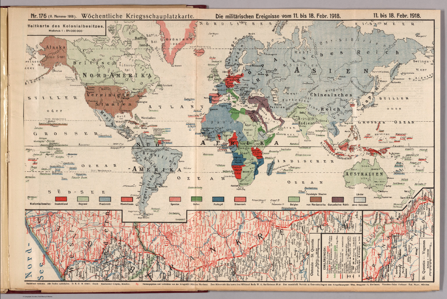 World War I Map (German), Nr. 176. Military Events to February 18