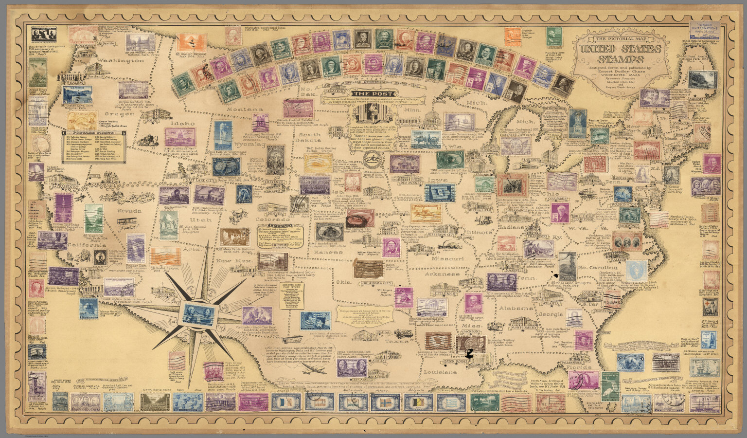The Pictorial Map United States Stamps David Rumsey Historical Map